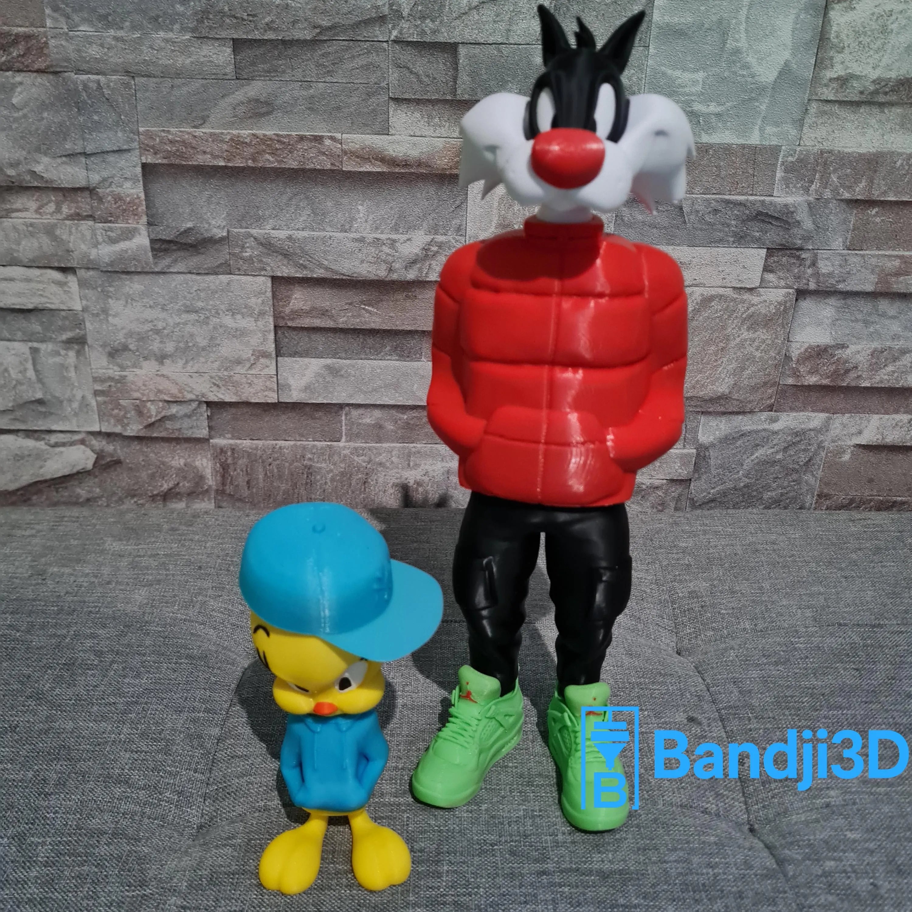Figurine inspirée de l’univers Titi Streetwear – Figurine imprimée en 3D, Tweety déco geek et pop culture (13 cm / 24 cm