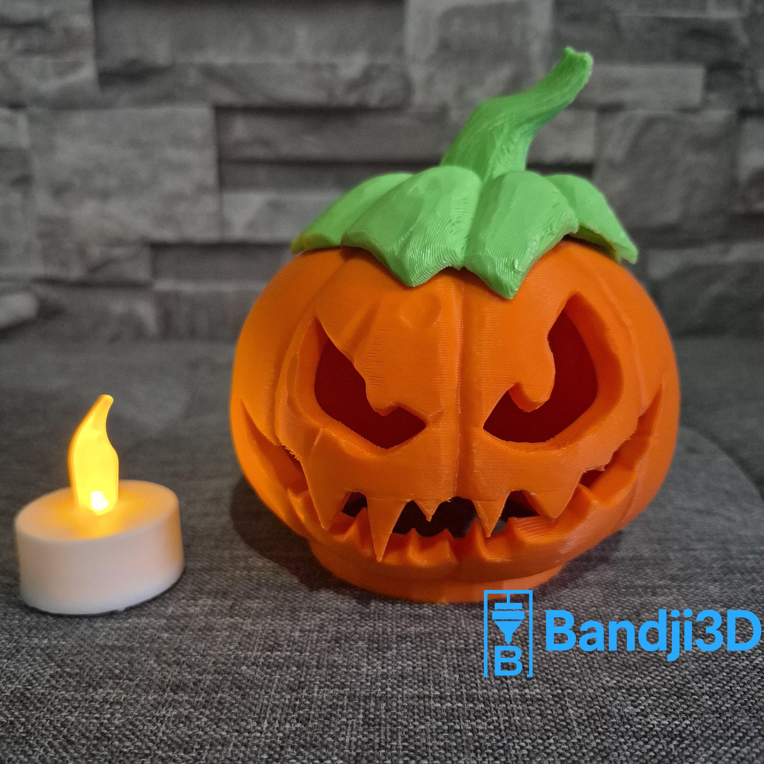 Citrouille Halloween effrayante – Photophore Impression 3D PLA – Bougie LED incluse