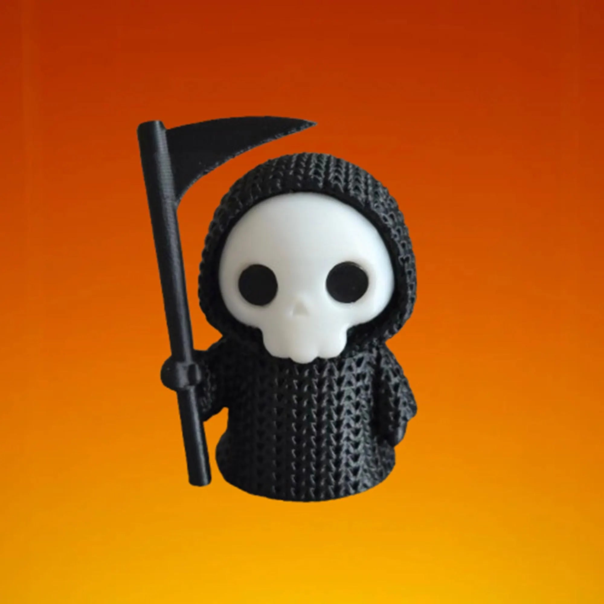 Figurine Faucheuse – Figurine tricotée en 3D – 3 tailles (6 cm / 15 cm / 24 cm) – Plusieurs couleurs dispo – Déco automne figurine halloween
