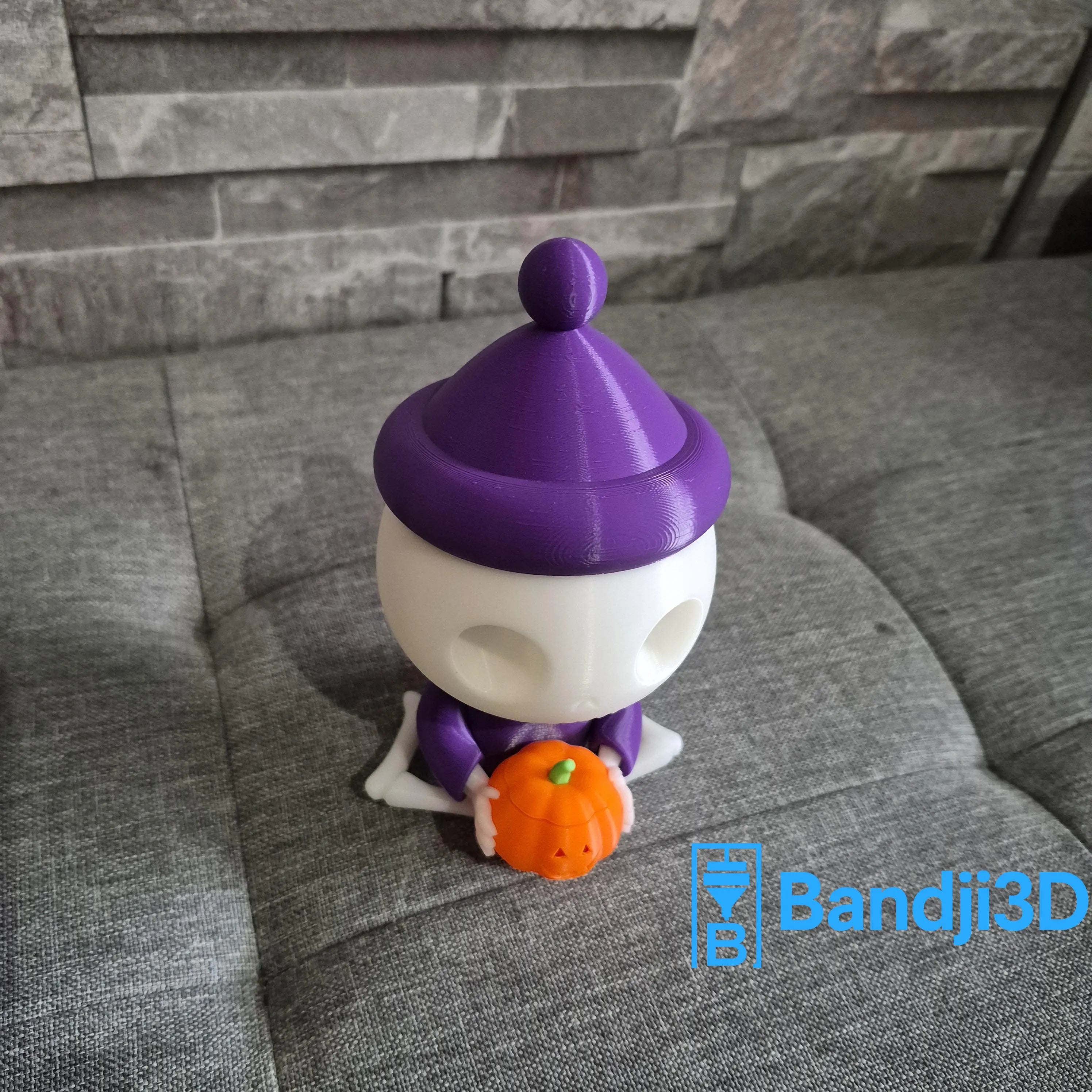 Figurine Squelette Halloween – Citrouille LED ou déco simple – Impression 3D personnalisable – Déco automne originale 15cm ou 40cm