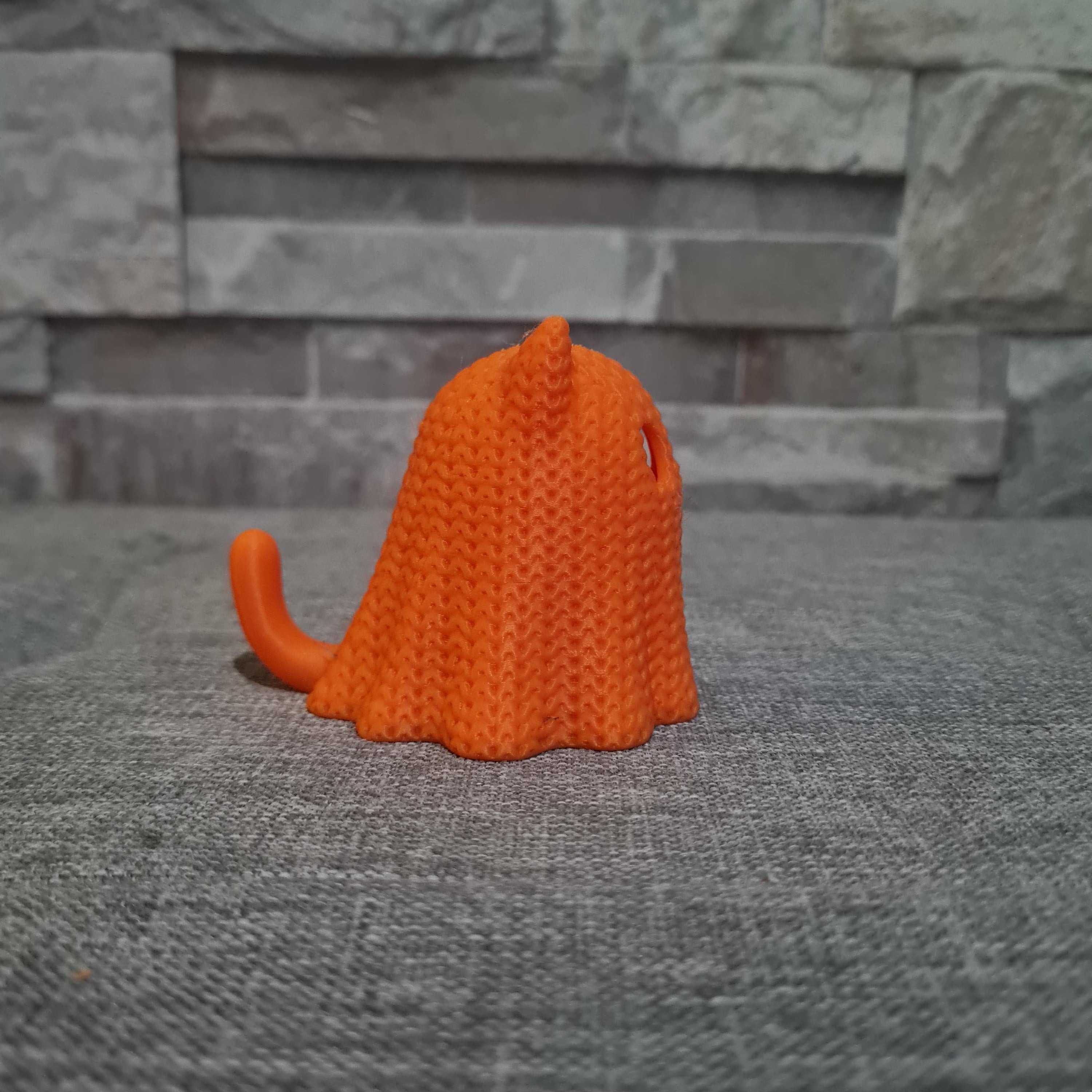 Chat Fantôme effet tricot – Photophore Halloween – Impression 3D avec bougie LED