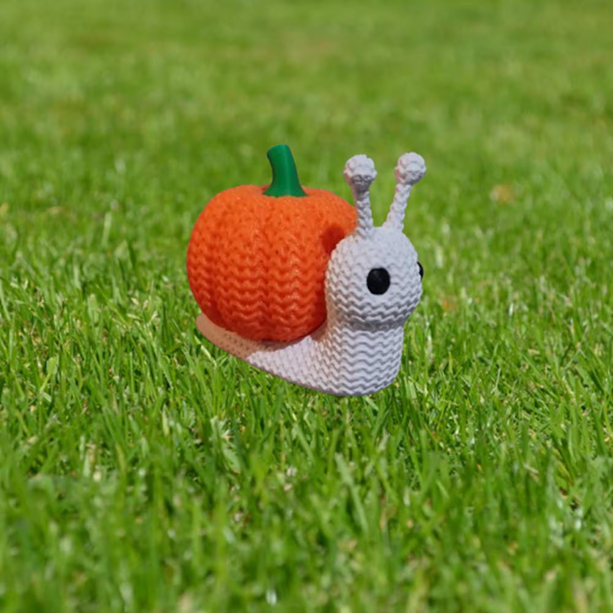 Figurine Escargot mignon – Citrouille tricot Halloween – Déco automne 3D