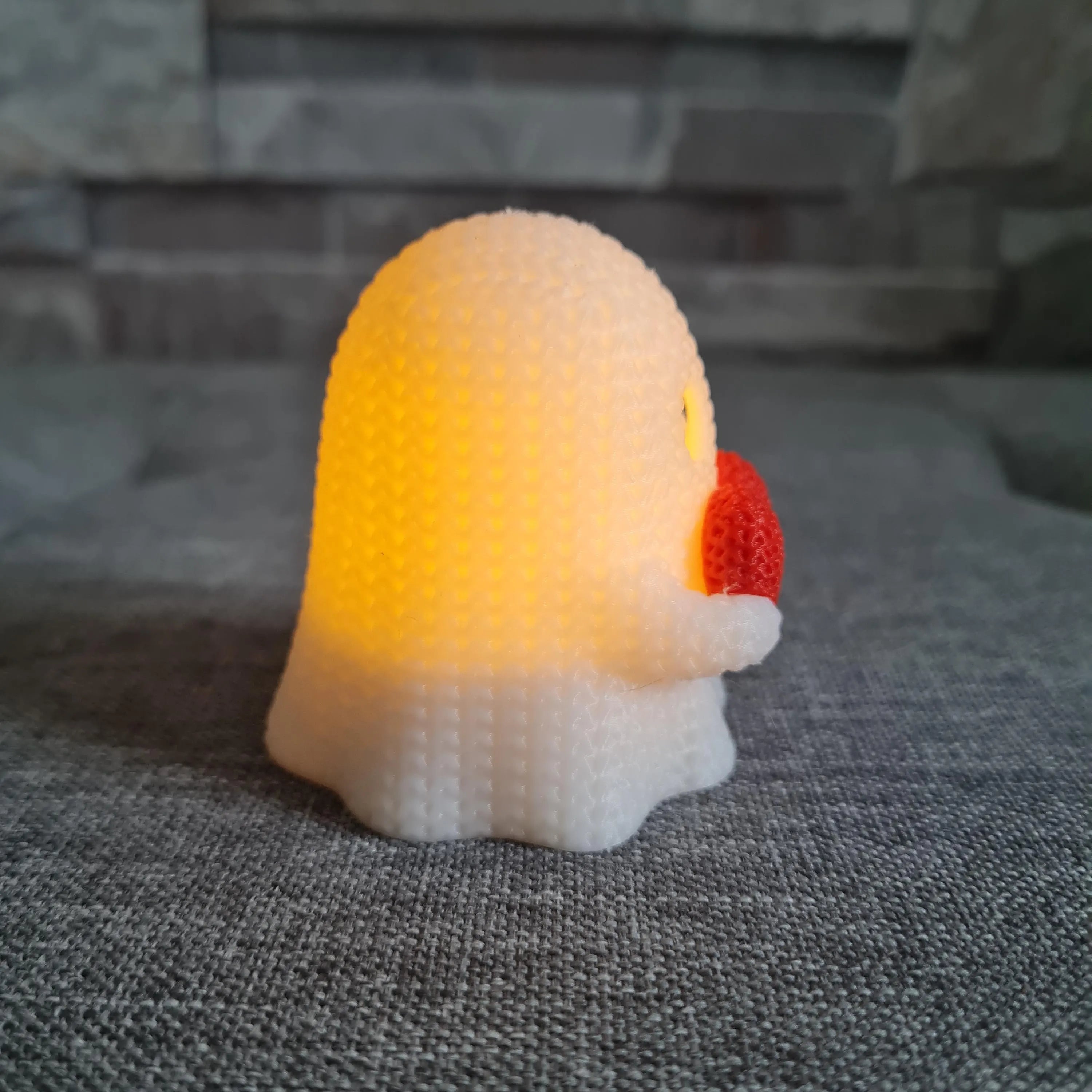 Fantôme effet tricot avec cœur – Photophore Halloween / Saint-Valentin – Impression 3D