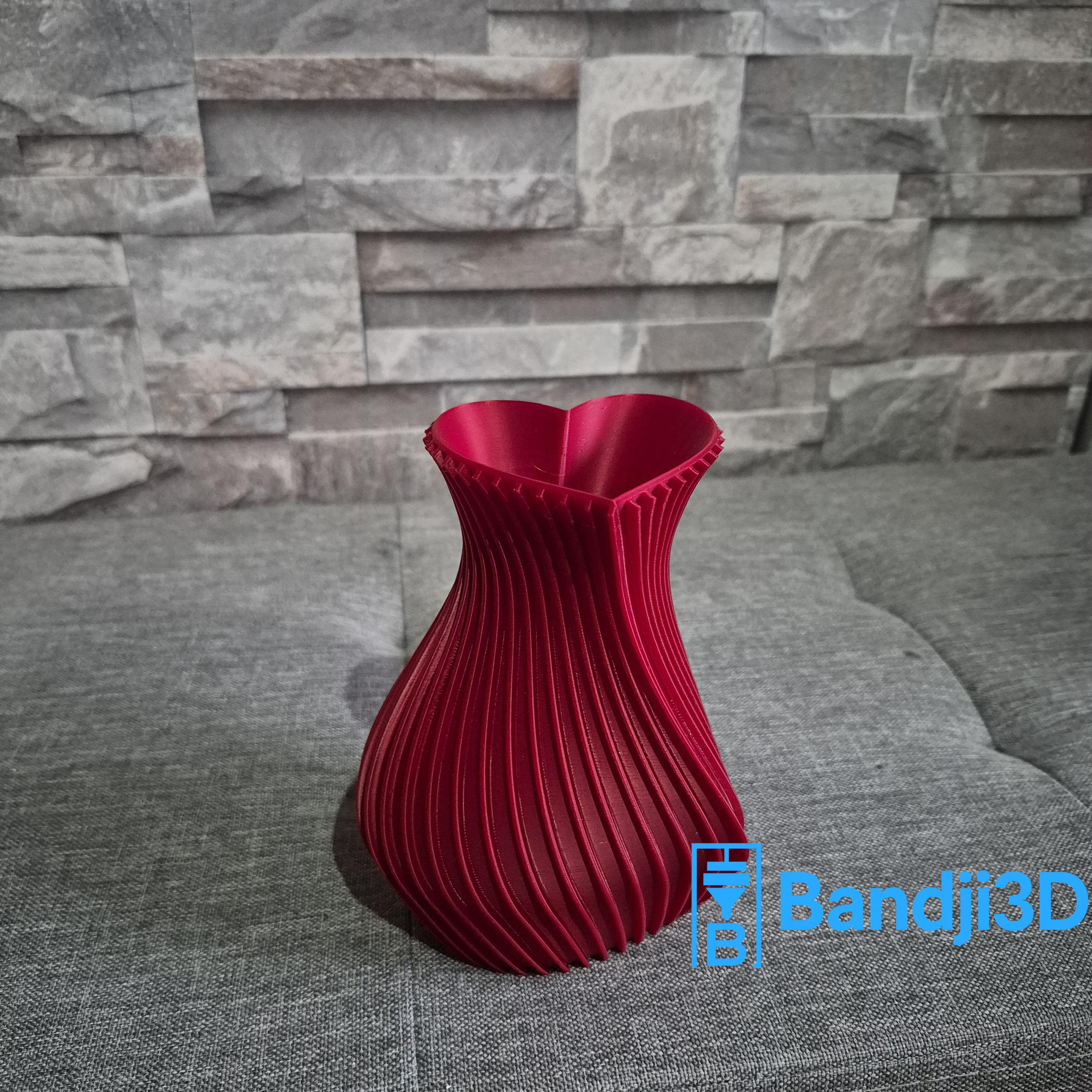 Vase design en forme de cœur – Impression 3D – Cadeau Saint-Valentin – 3 tailles (14 cm / 18 cm / 24 cm) – Déco moderne et romantique