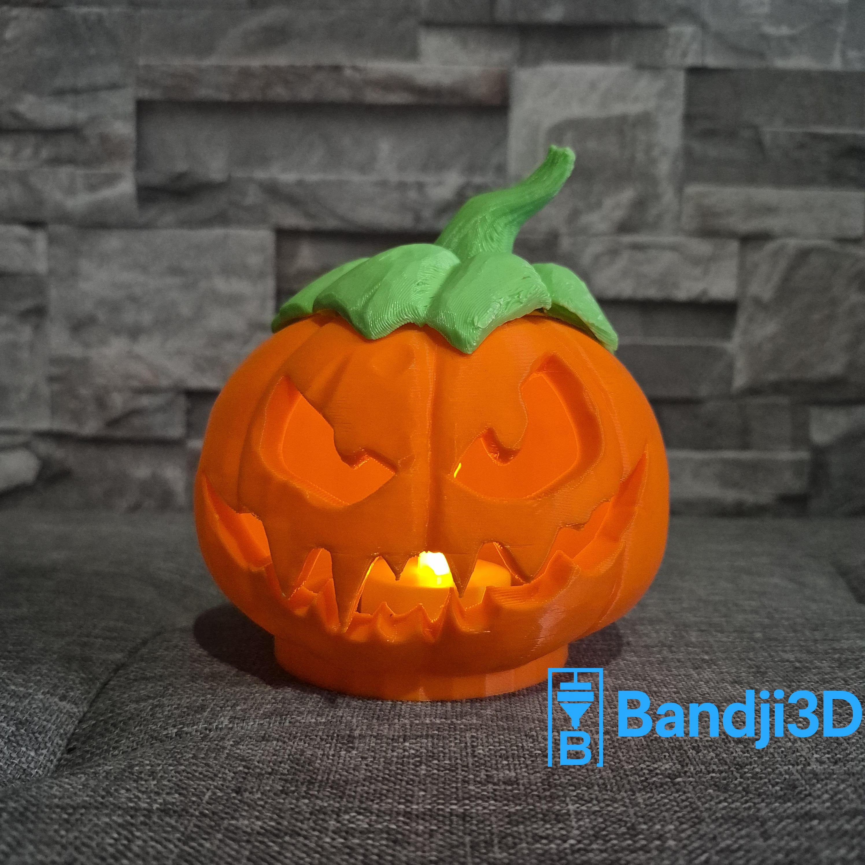 Citrouille Halloween effrayante – Photophore Impression 3D PLA – Bougie LED incluse
