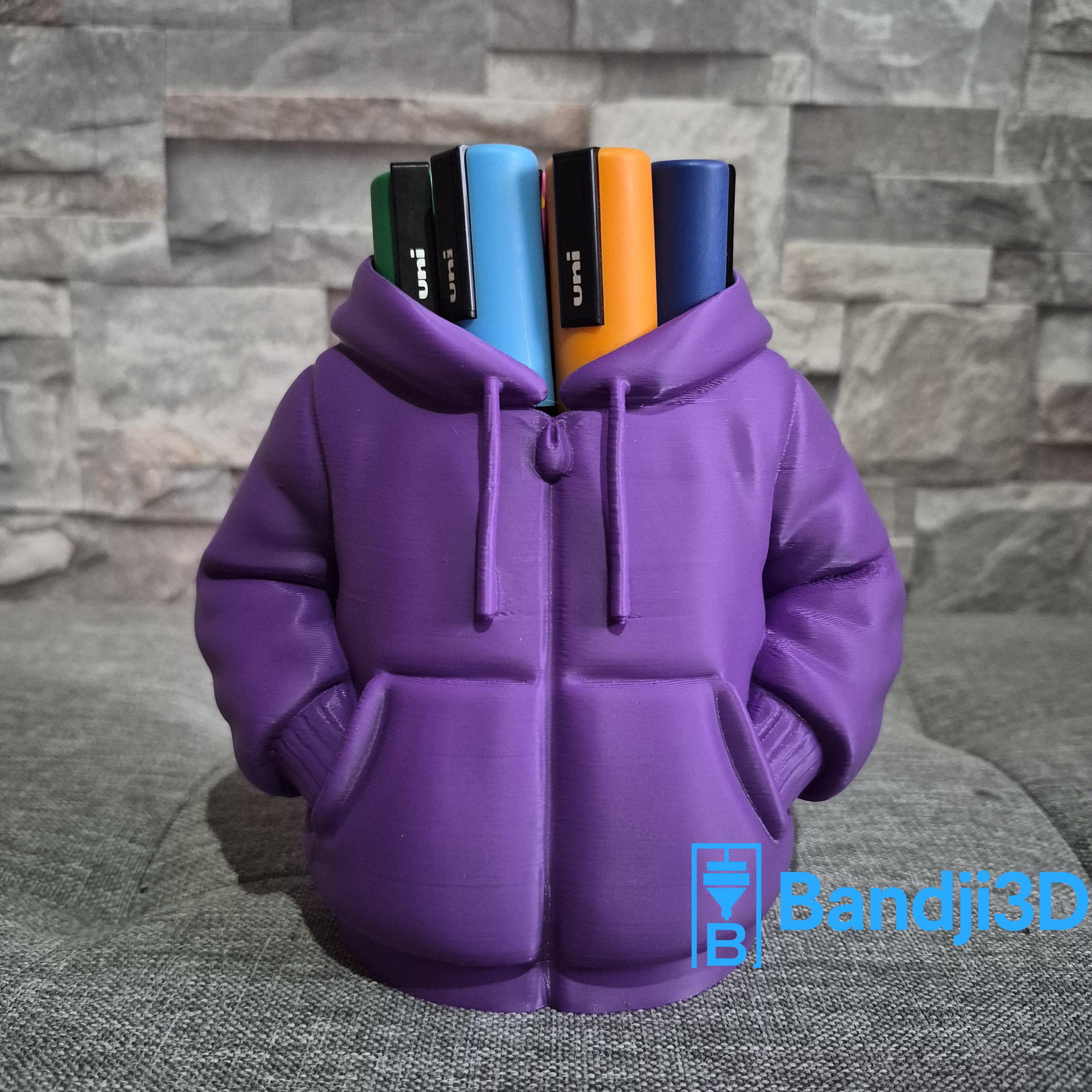 Pot à crayons fun hoodie impression 3D – Rangement pinceaux, stylos ou feutres – Cadeau original – Plusieurs couleurs au choix