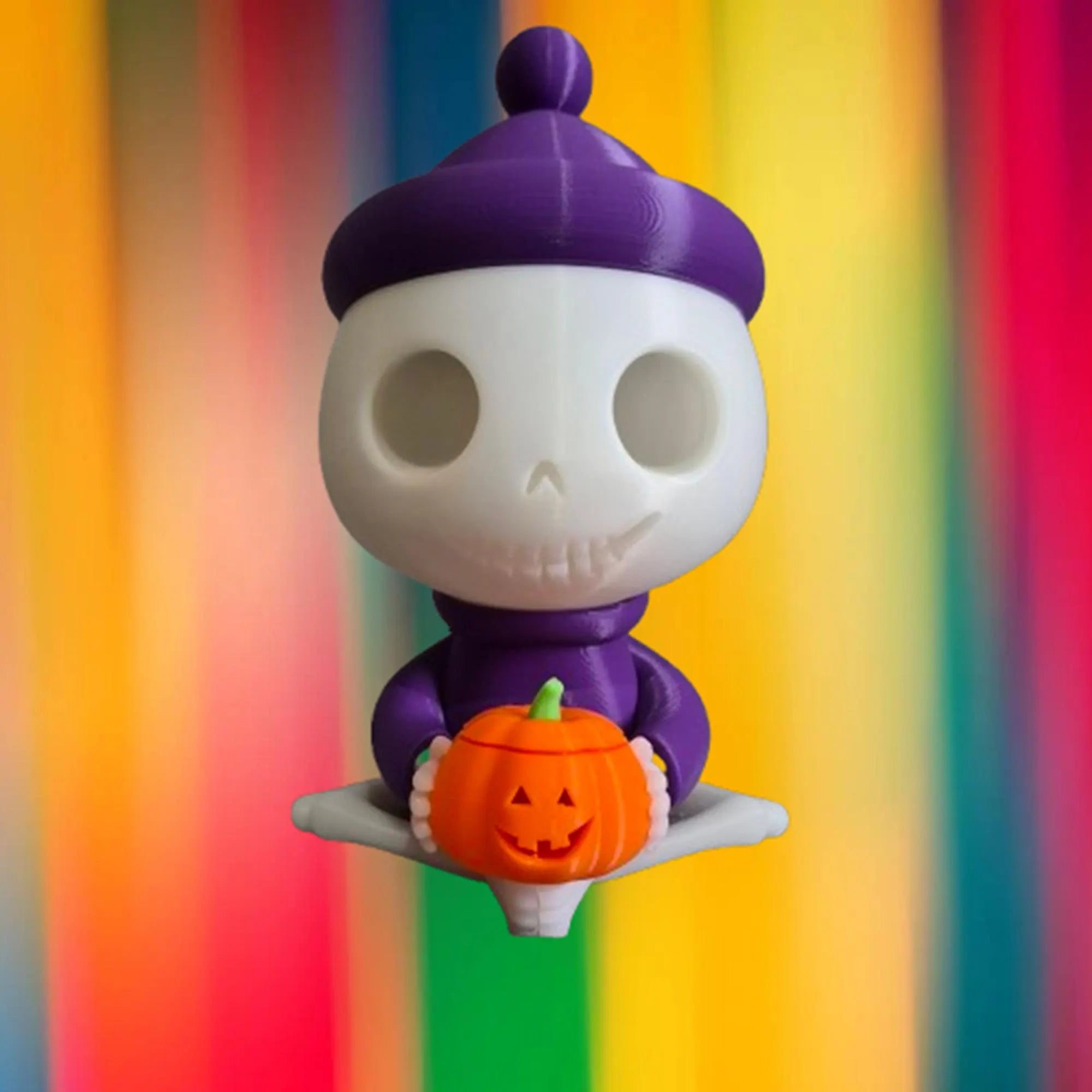 Figurine Squelette Halloween – Citrouille LED ou déco simple – Impression 3D personnalisable – Déco automne originale 15cm ou 40cm