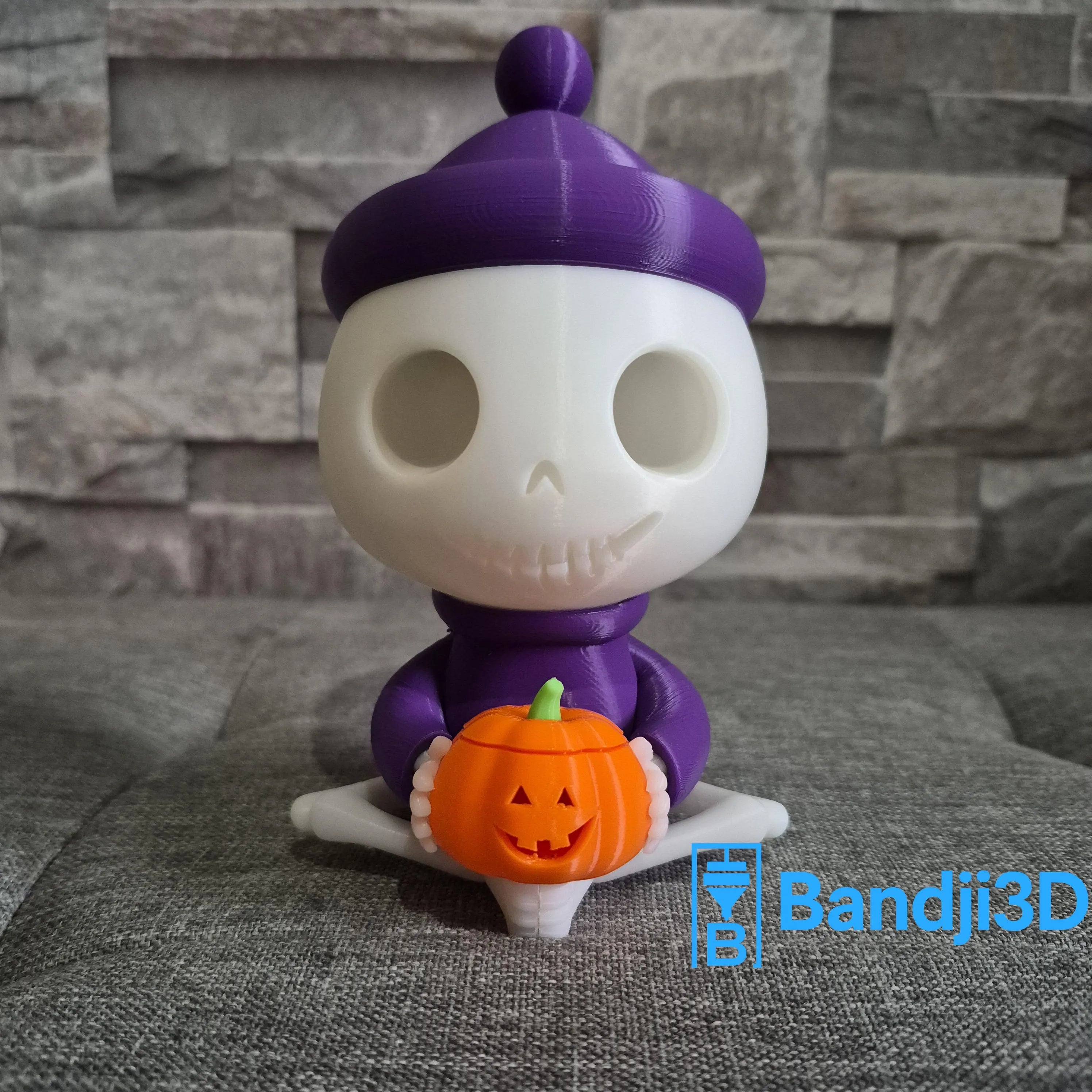 Figurine Squelette Halloween – Citrouille LED ou déco simple – Impression 3D personnalisable – Déco automne originale 15cm ou 40cm