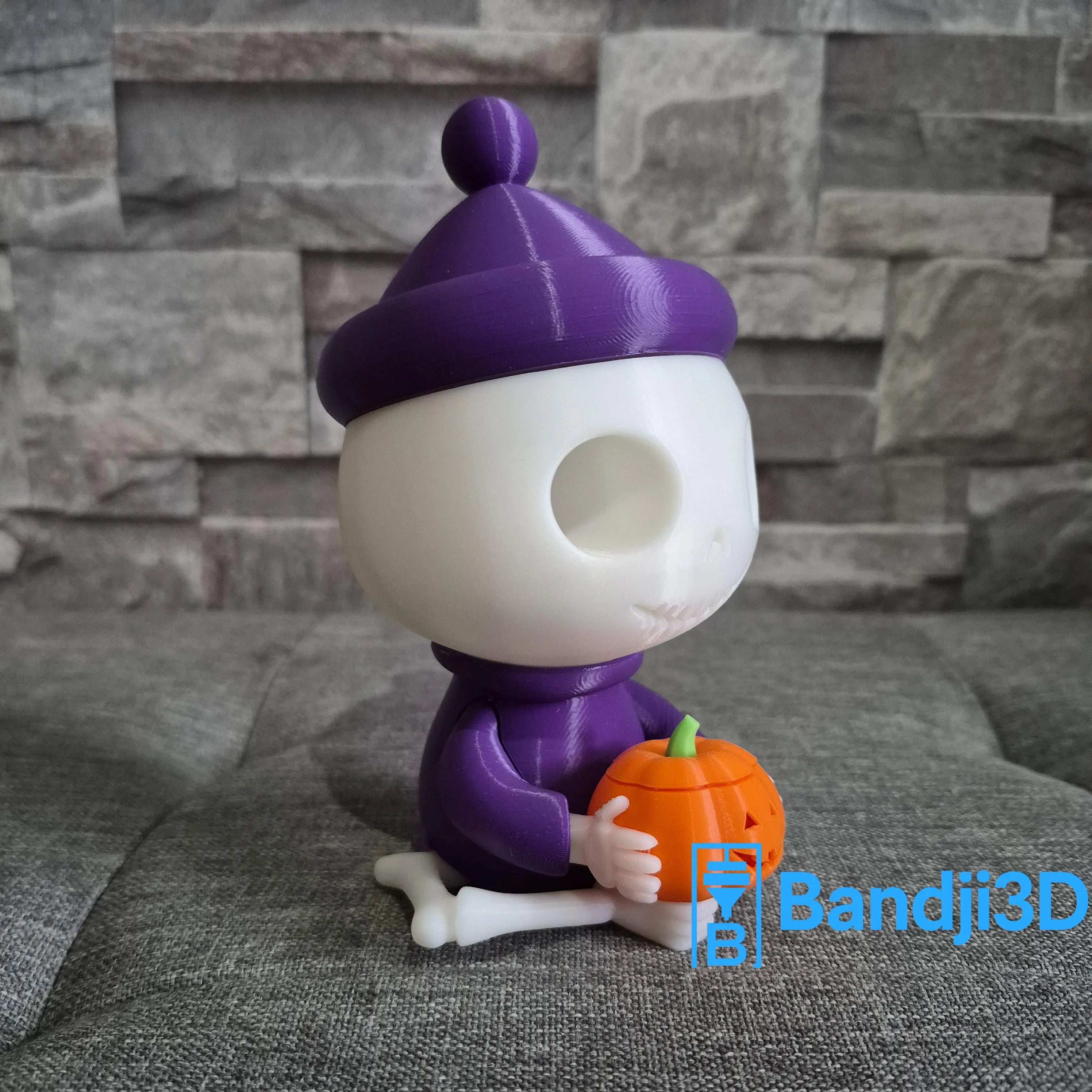 Figurine Squelette Halloween – Citrouille LED ou déco simple – Impression 3D personnalisable – Déco automne originale 15cm ou 40cm
