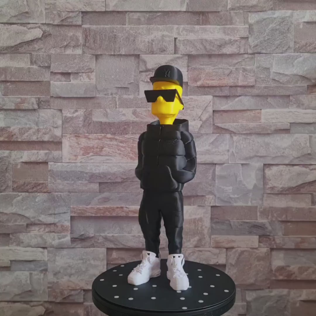 Figurine inspirée de l’univers Bart Simpson streetwear – Édition collector déco pop art – Statue impression 3D personnalisable
