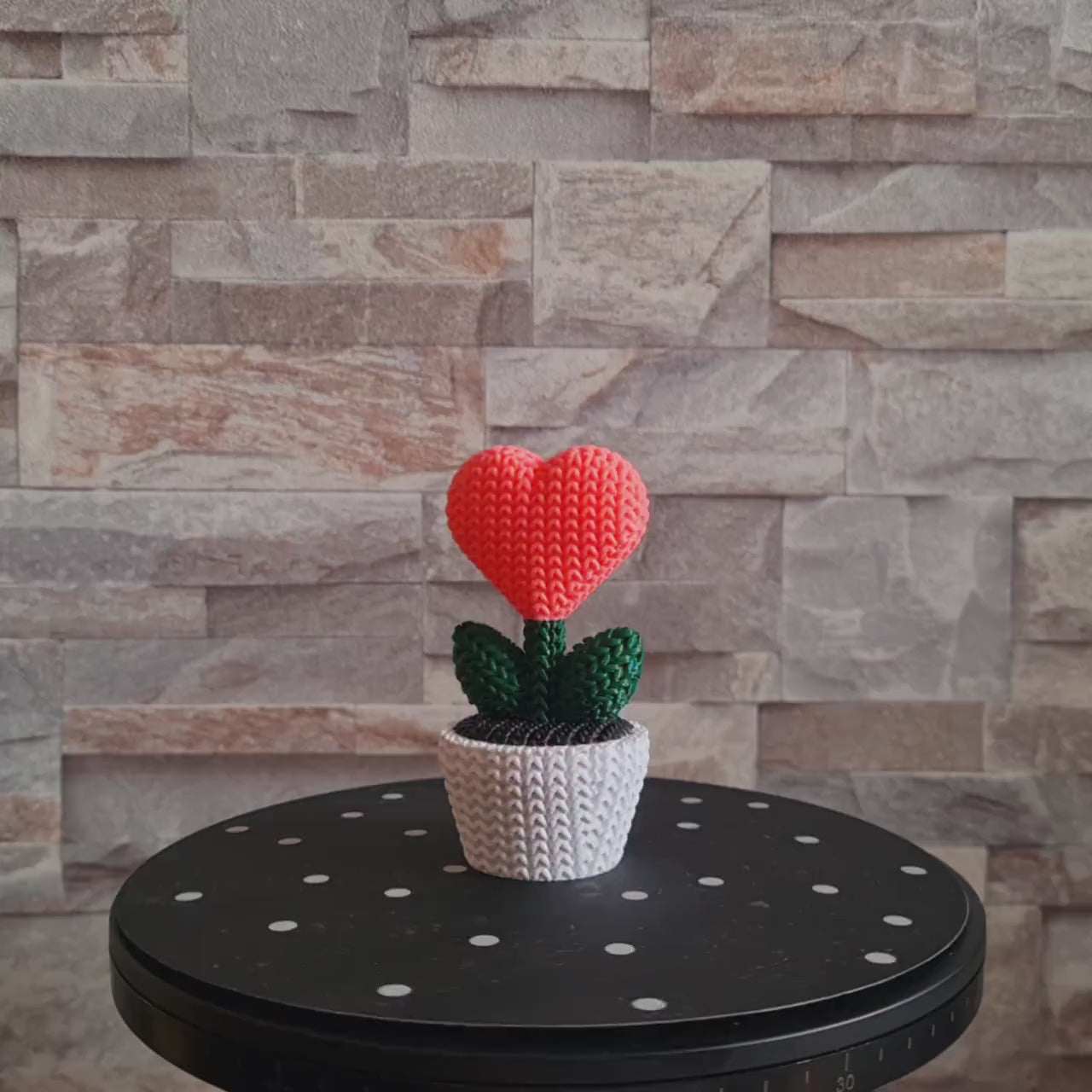 Plante cœur tricotée 3D – Objet déco mignon fait main – Cadeau original en impression 3D