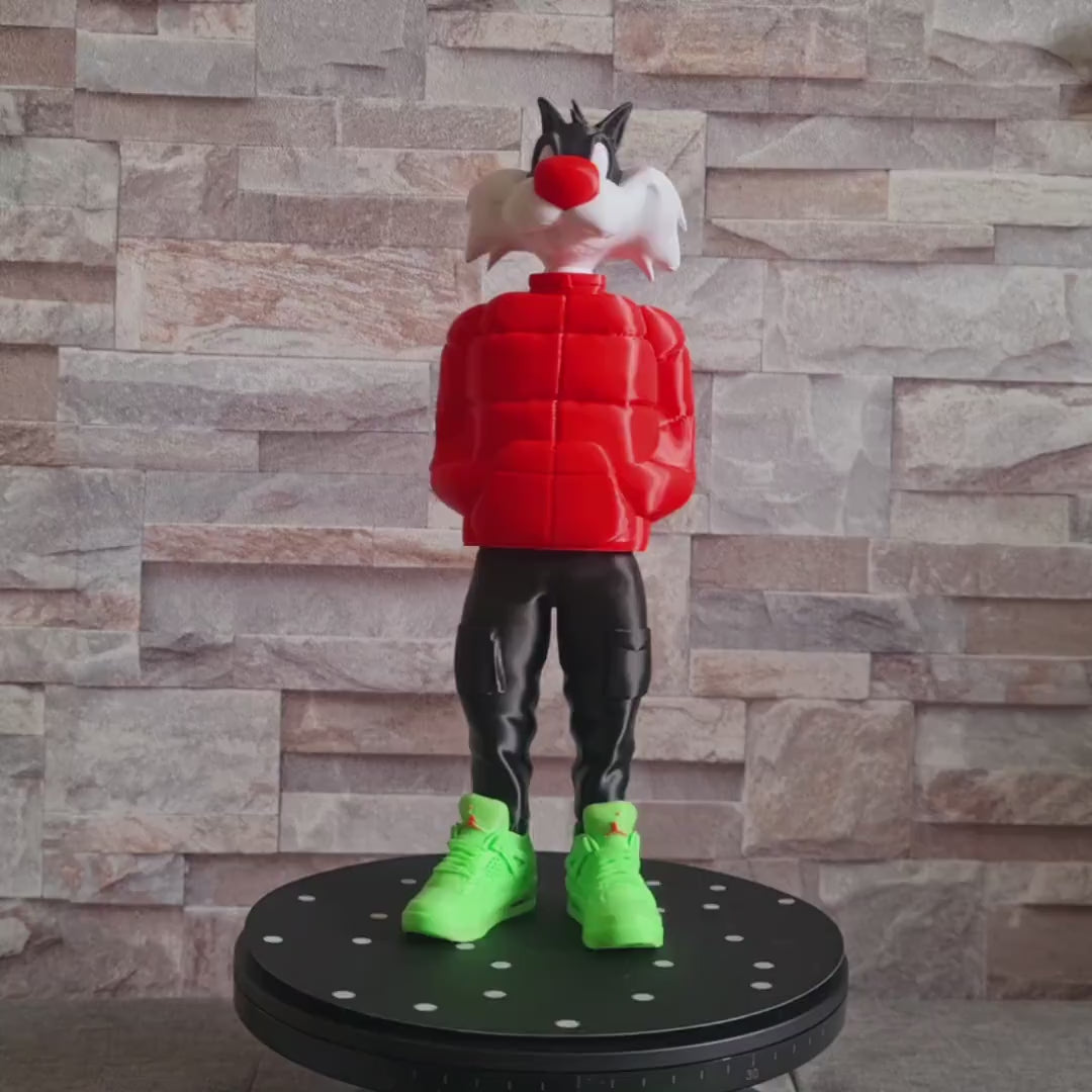 Figurine inspirée de l’univers Sylvestre streetwear – Édition collector déco cartoon – Statue impression 3D personnalisable
