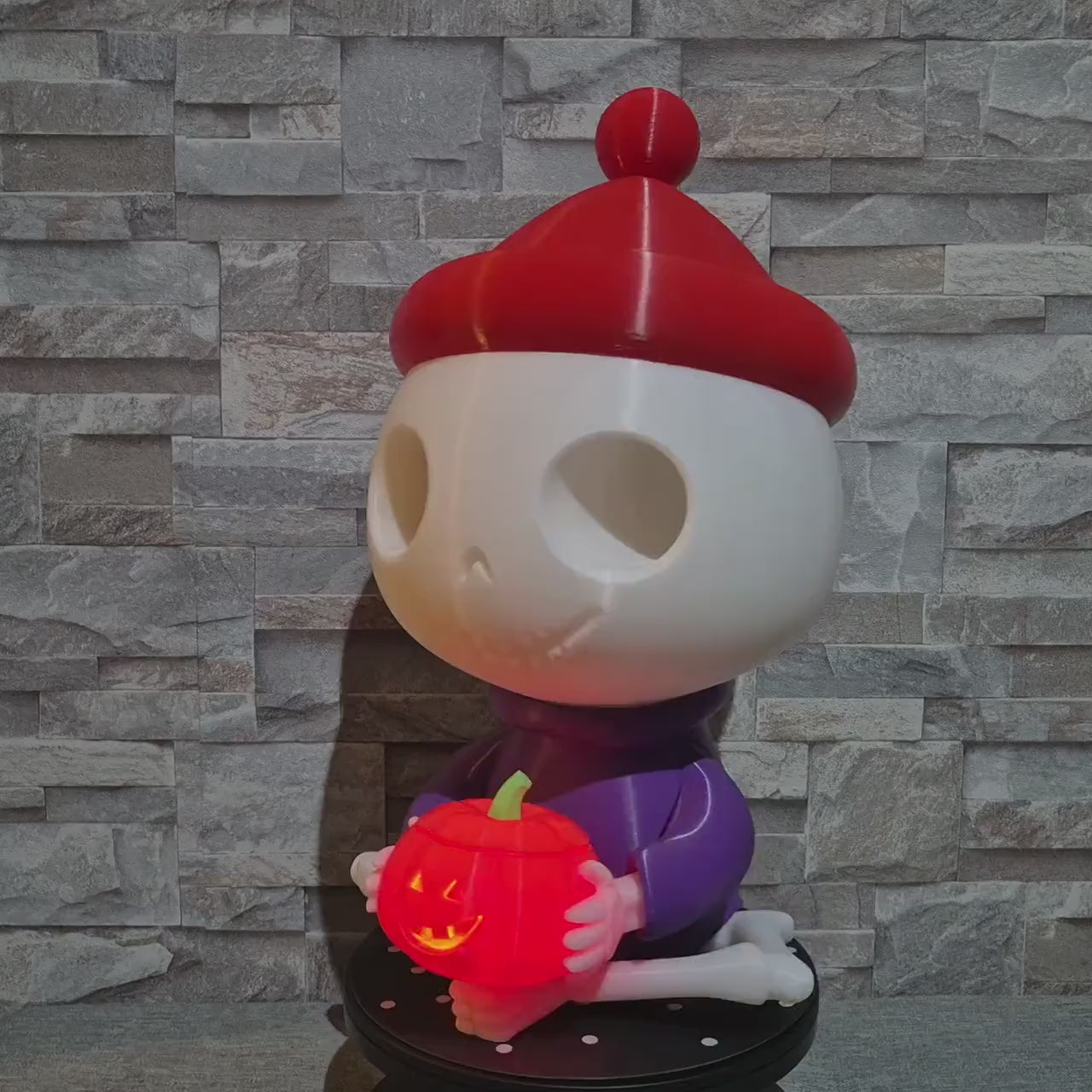 Figurine Squelette Halloween – Citrouille LED ou déco simple – Impression 3D personnalisable – Déco automne originale 15cm ou 40cm