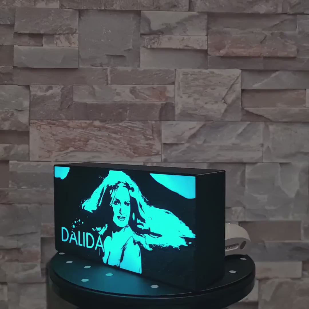Lampe LED Portrait Dalida – Télécommande & Contrôle Smartphone – Gravure Personnalisée au Dos