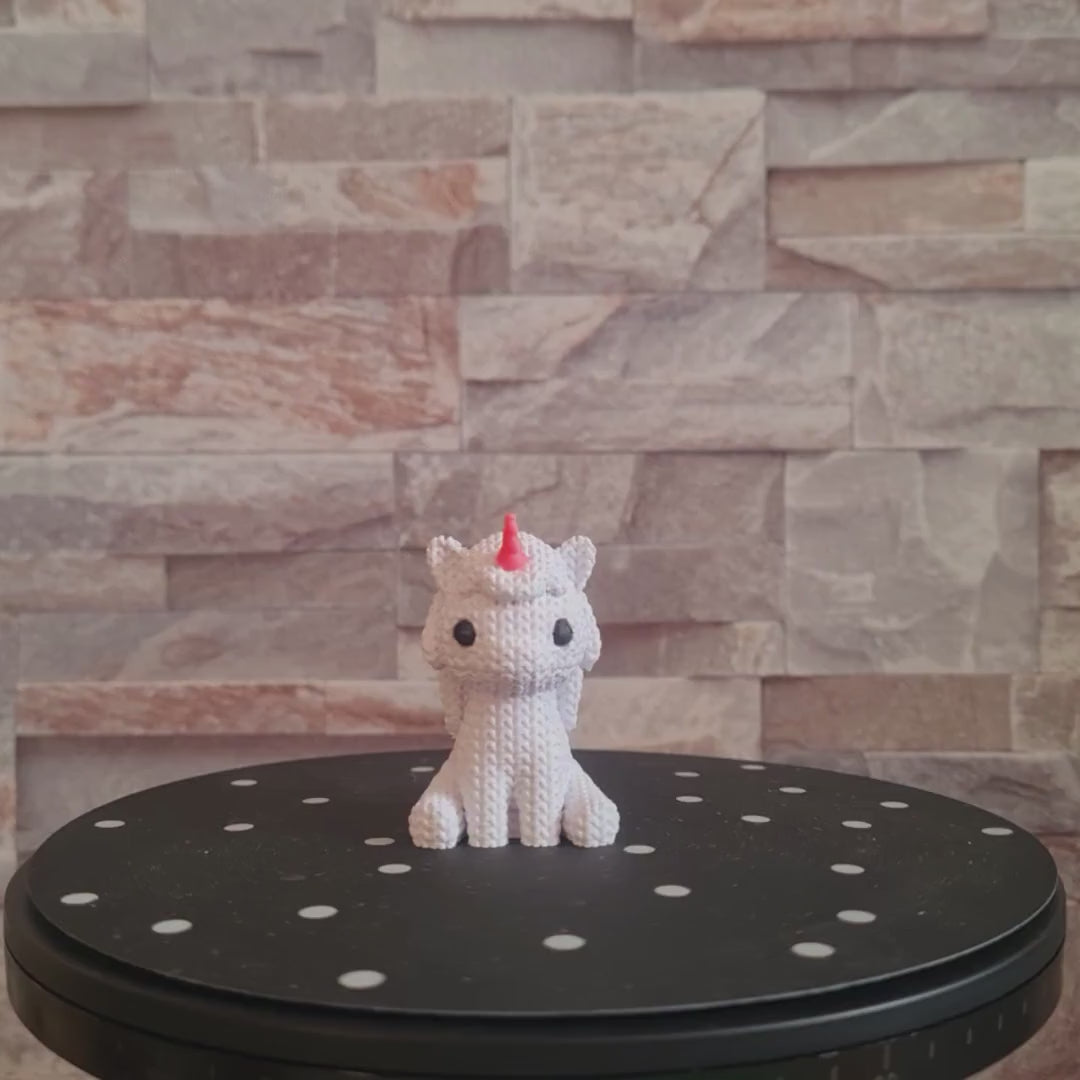 Figurine licorne tricot 3D personnalisable – Statue déco mignonne en impression 3D – Cadeau original – 3 tailles et 14 couleurs