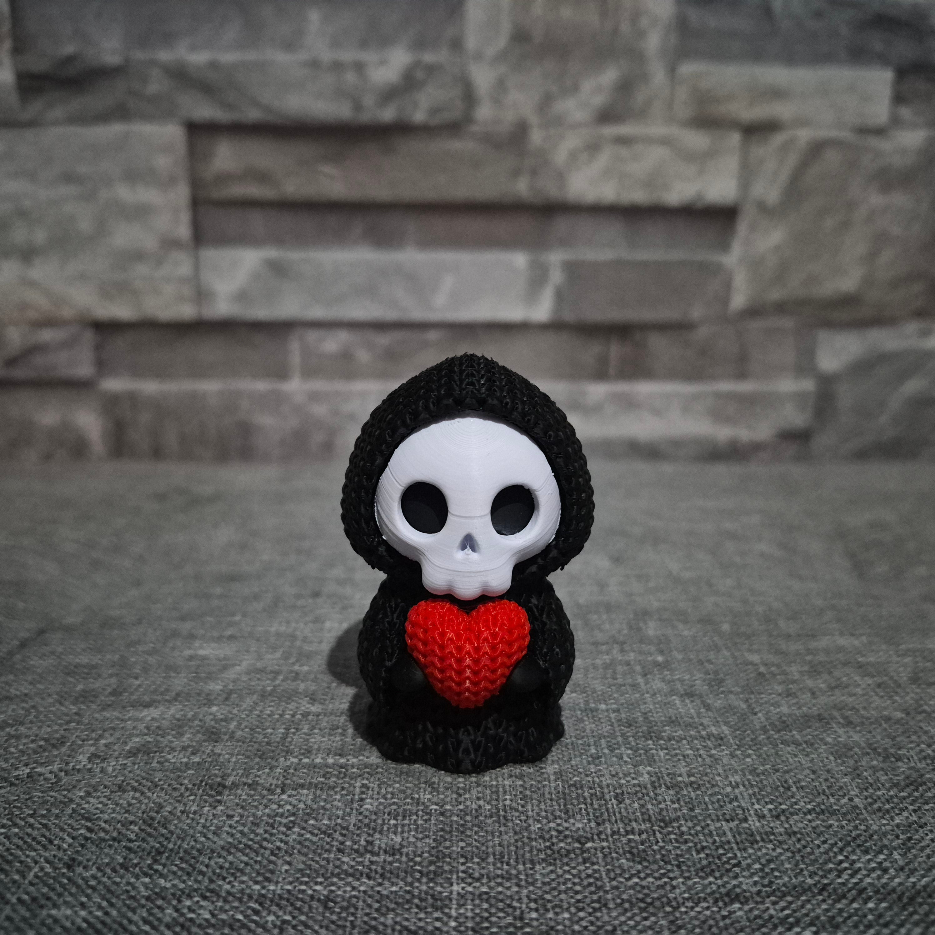 Décoration Squelette Cœur Tricot – Halloween et Saint-Valentin – Figurine 3D