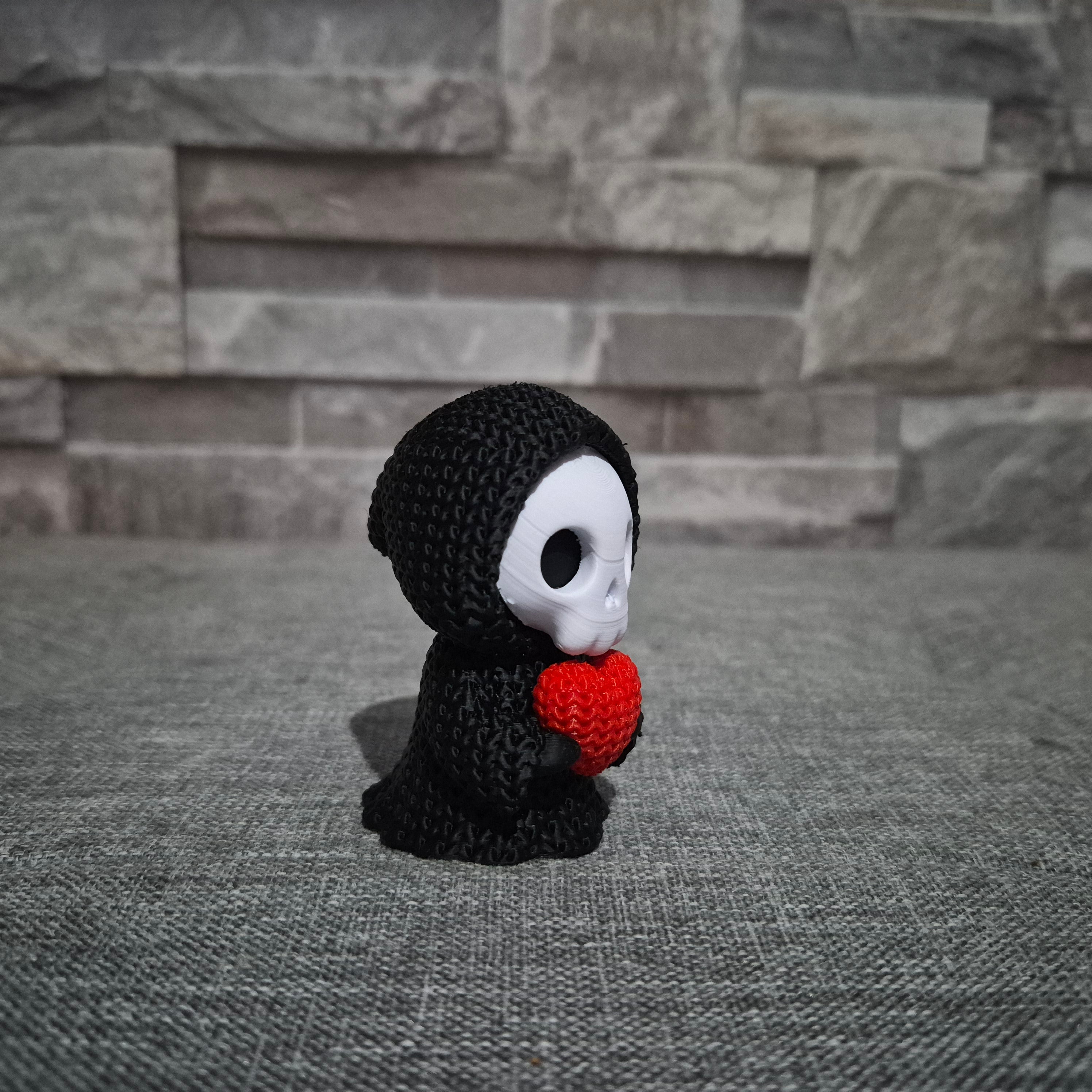 Décoration Squelette Cœur Tricot – Halloween et Saint-Valentin – Figurine 3D
