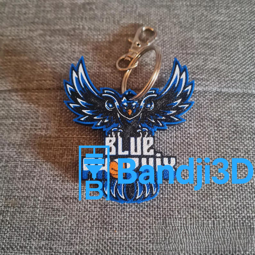Porte-clés Blue Phoenix basket – Logo équipe locale – Cadeau supporter personnalisé avec prénom gravé