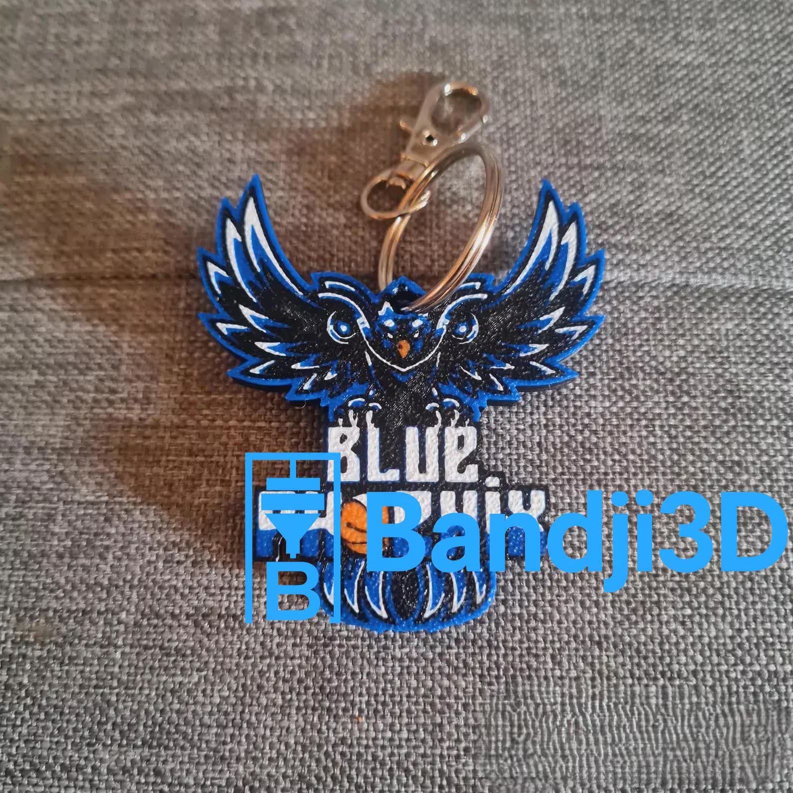 Porte-clés Blue Phoenix basket – Logo équipe locale – Cadeau supporter personnalisé avec prénom gravé