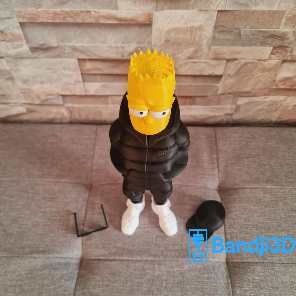 Figurine inspirée de l’univers Bart Simpson streetwear – Édition collector déco pop art – Statue impression 3D personnalisable