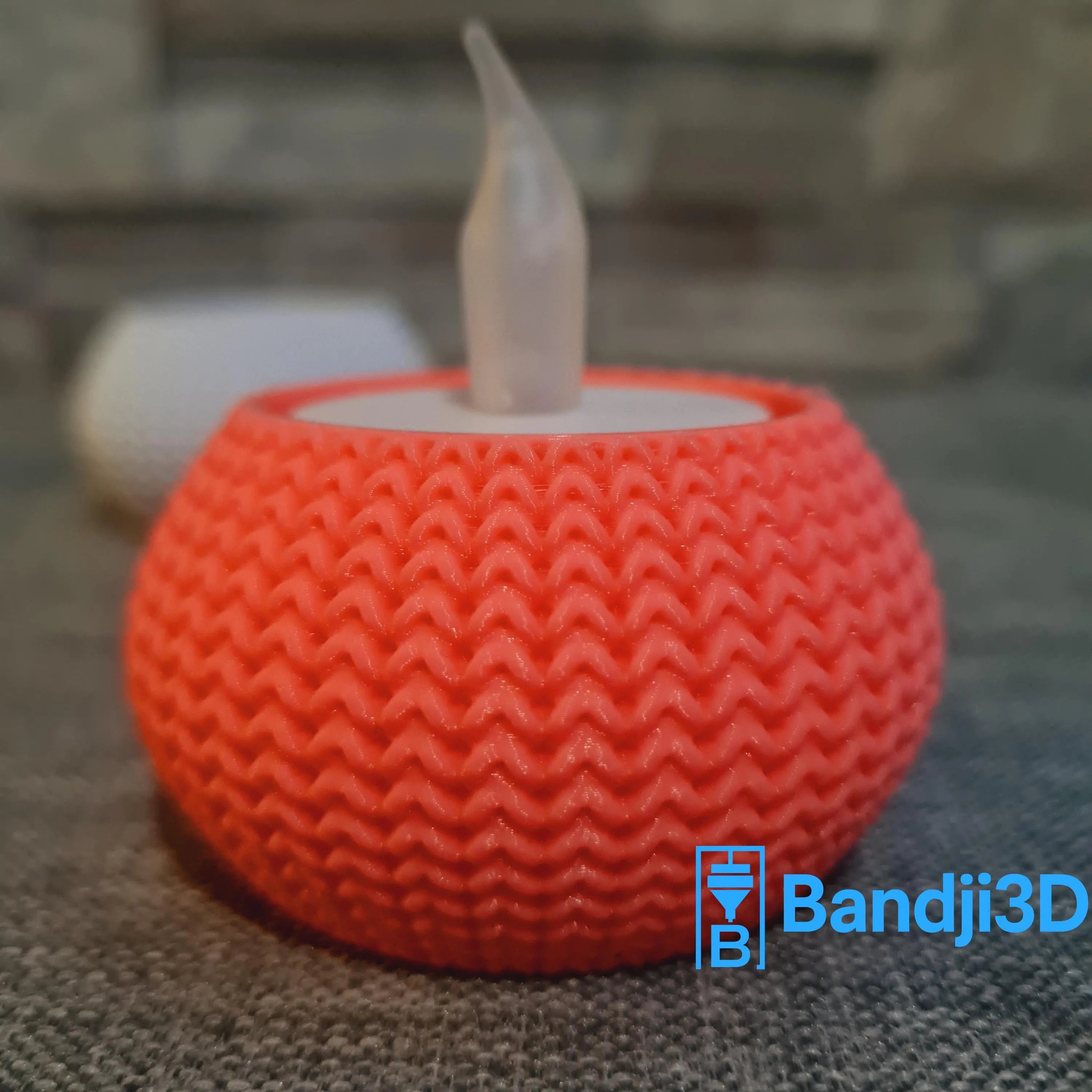 Porte-bougie tricot 3D – Bougeoir déco cosy en impression 3D effet laine – Cadeau maison original