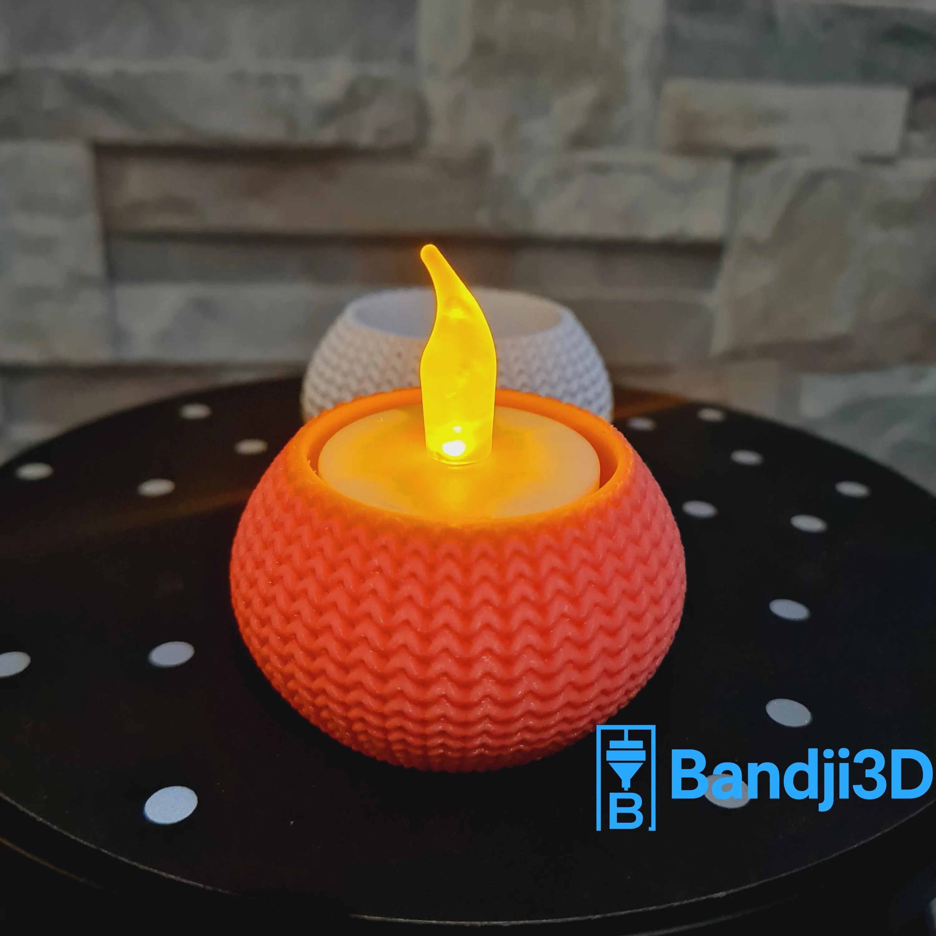 Porte-bougie tricot 3D – Bougeoir déco cosy en impression 3D effet laine – Cadeau maison original