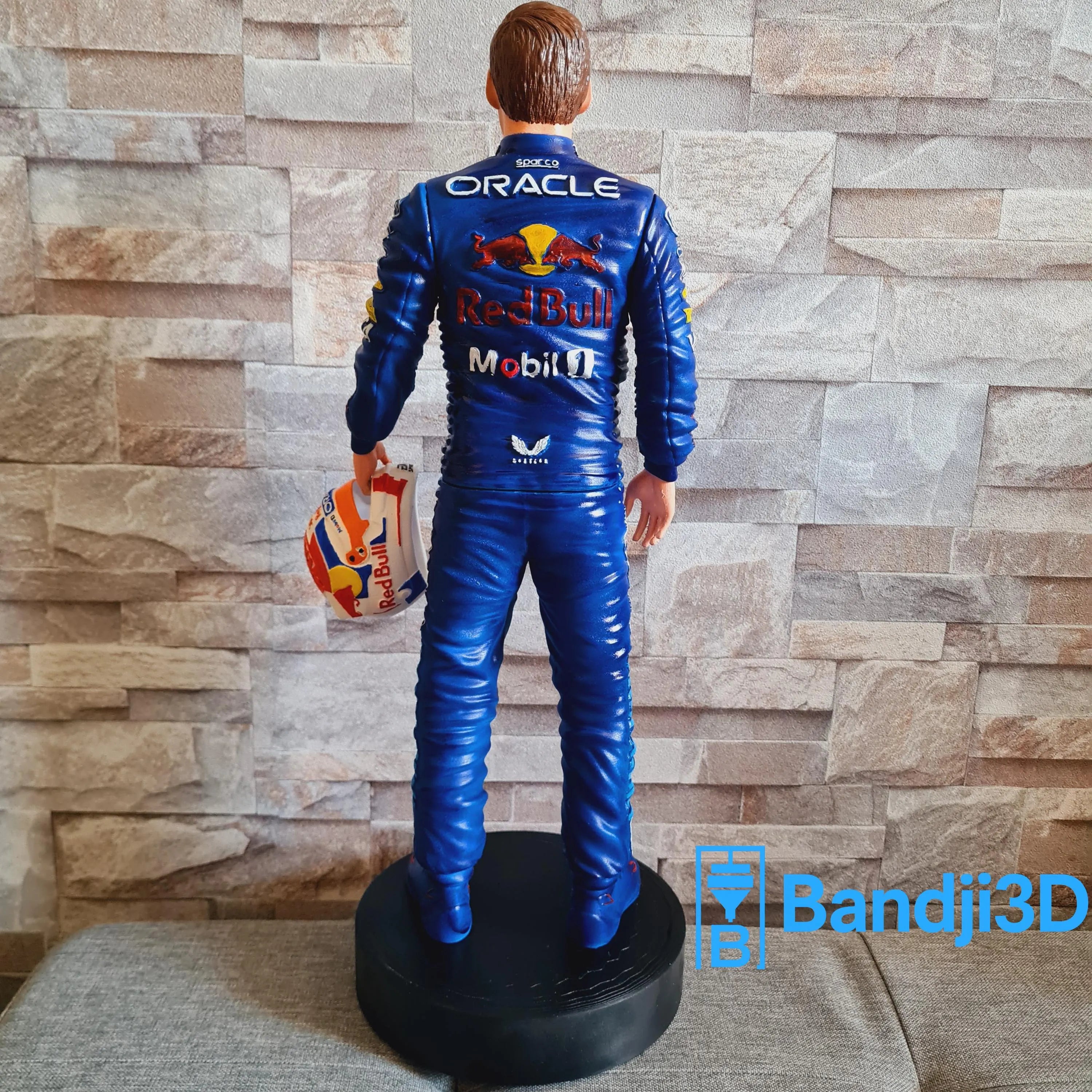 Figurine pilote de course F1 Max Verstappen – Statue impression 3D peinte à la main avec socle – Collection sport automobile
