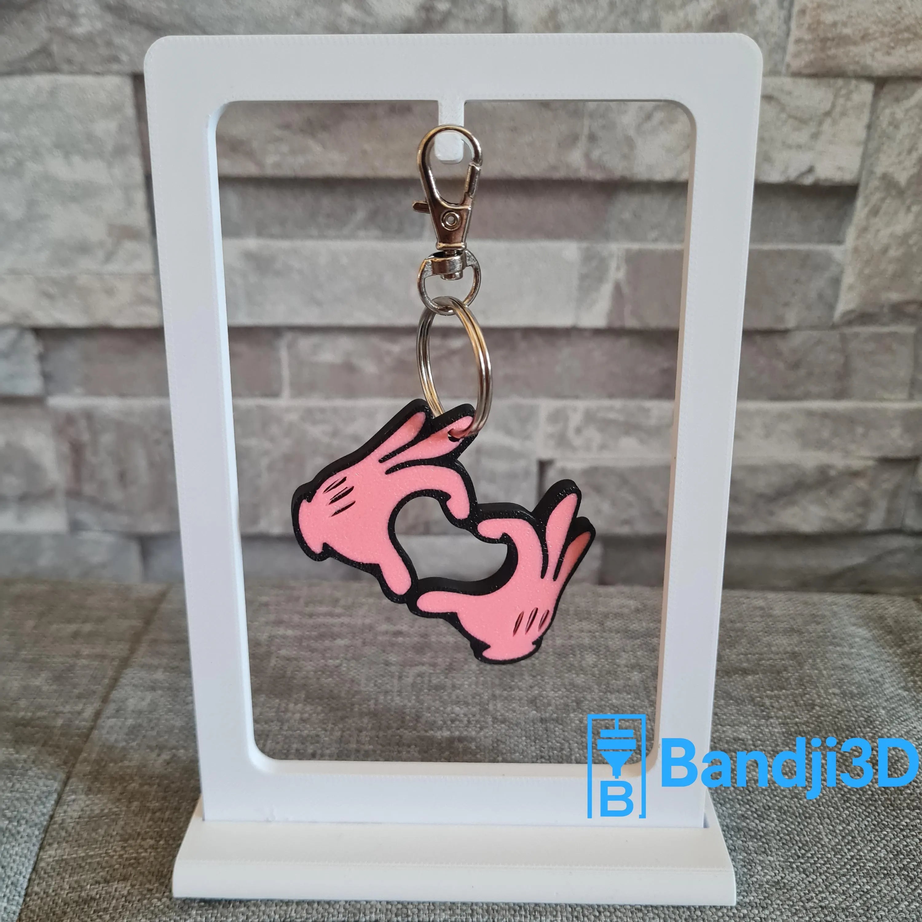 Porte-clés mains cœur cartoon – Accessoire amour et amitié – Cadeau original personnalisé en impression 3D