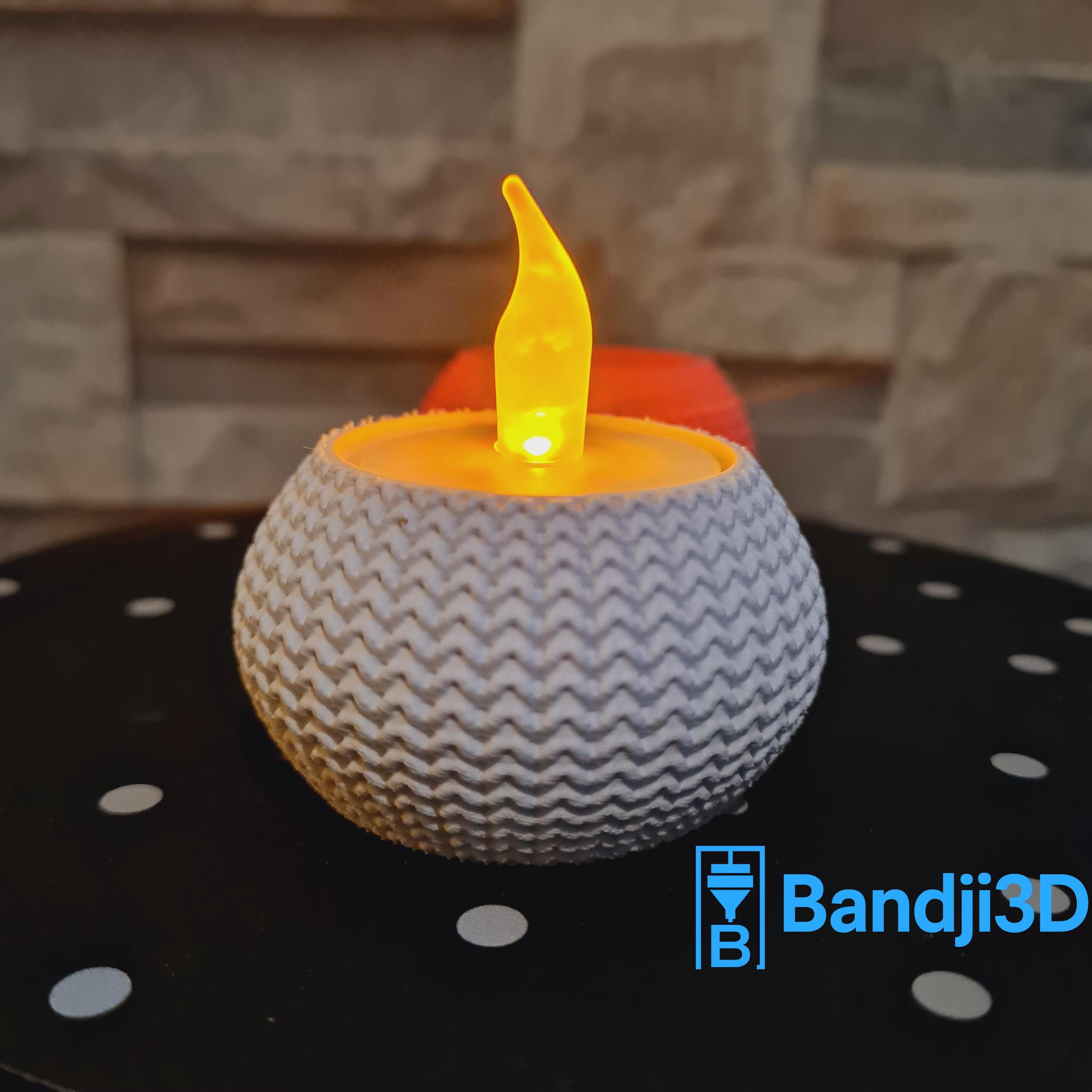 Porte-bougie tricot 3D – Bougeoir déco cosy en impression 3D effet laine – Cadeau maison original