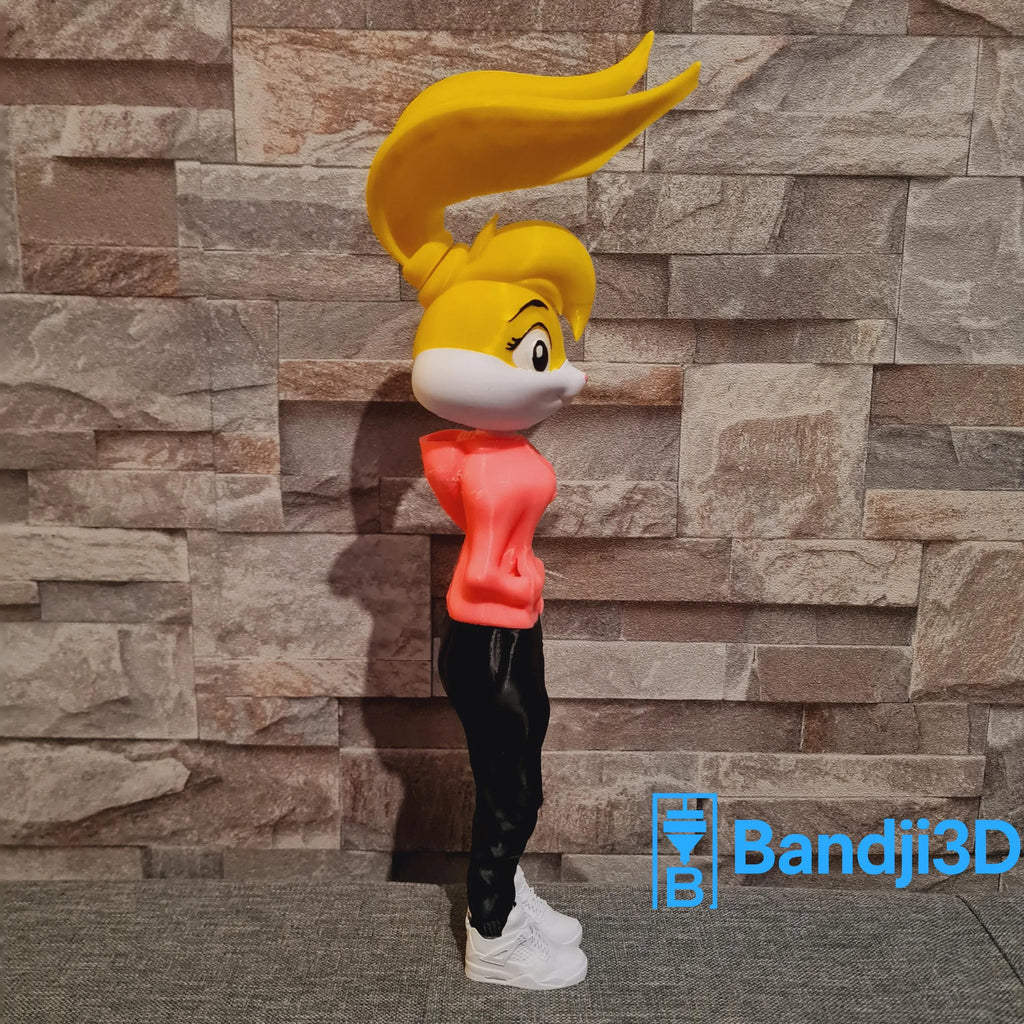 Figurine inspirée de l’univers Lola Bunny Streetwear personnalisable – Figurine Pop Culture imprimée 3D – Déco cartoon artisanale – Cadeau