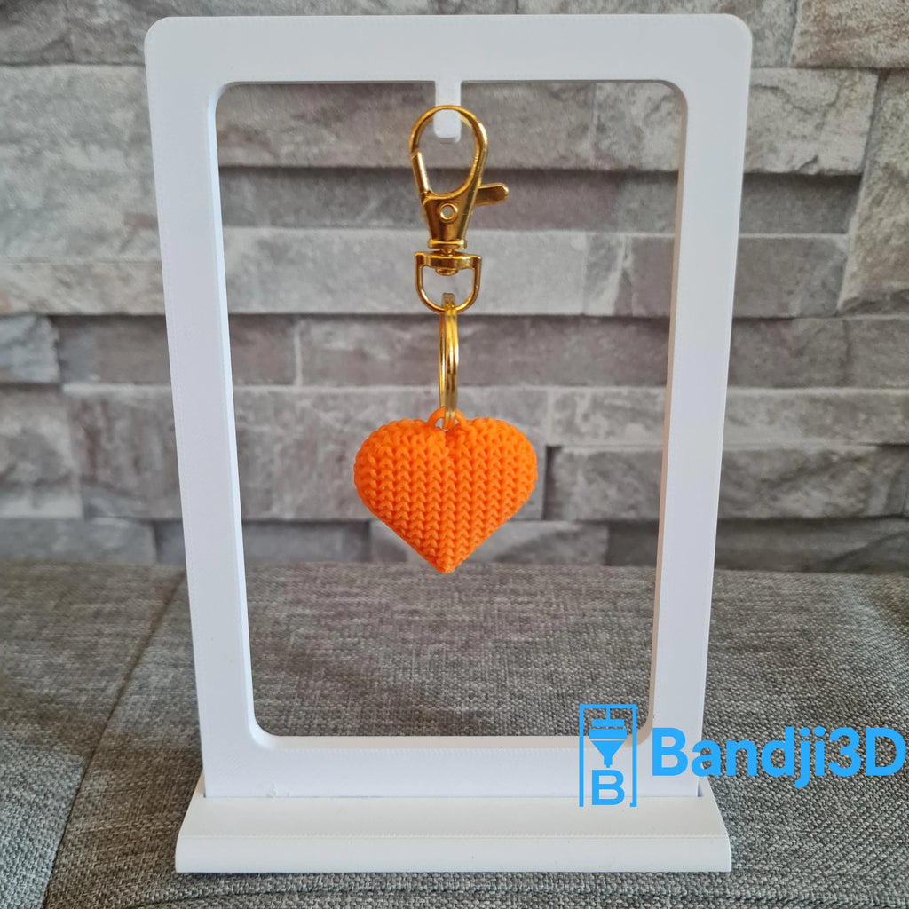 Porte‑clés cœur tricot – Accessoire mignon imprimé 3D – Cadeau amour/amitié personnalisable