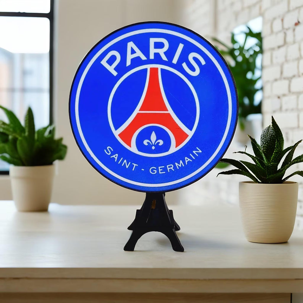 Logo lumineux LED personnalisable PSG – Télécommande & Application smartphone – Déco gaming room, bureau, bar ou cadeau unique
