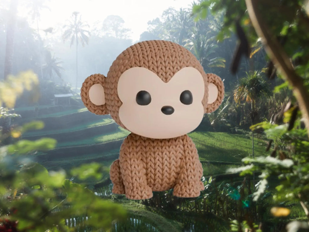 Figurine singe tricot 3D • Sculpture artisanale • Déco jungle • 3 tailles et 14 couleurs