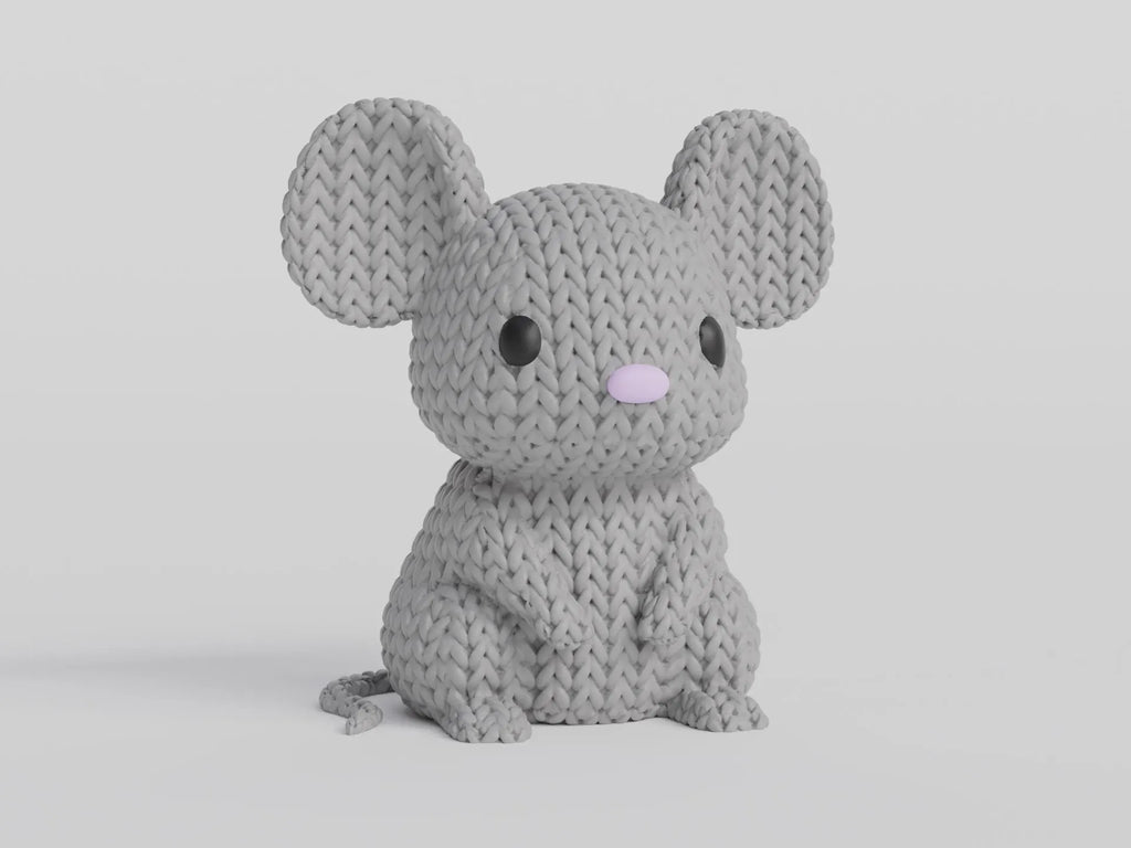 Figurine souris tricot 3D • Sculpture artisanale mignonne • Déco originale • 3 tailles et 14 couleurs