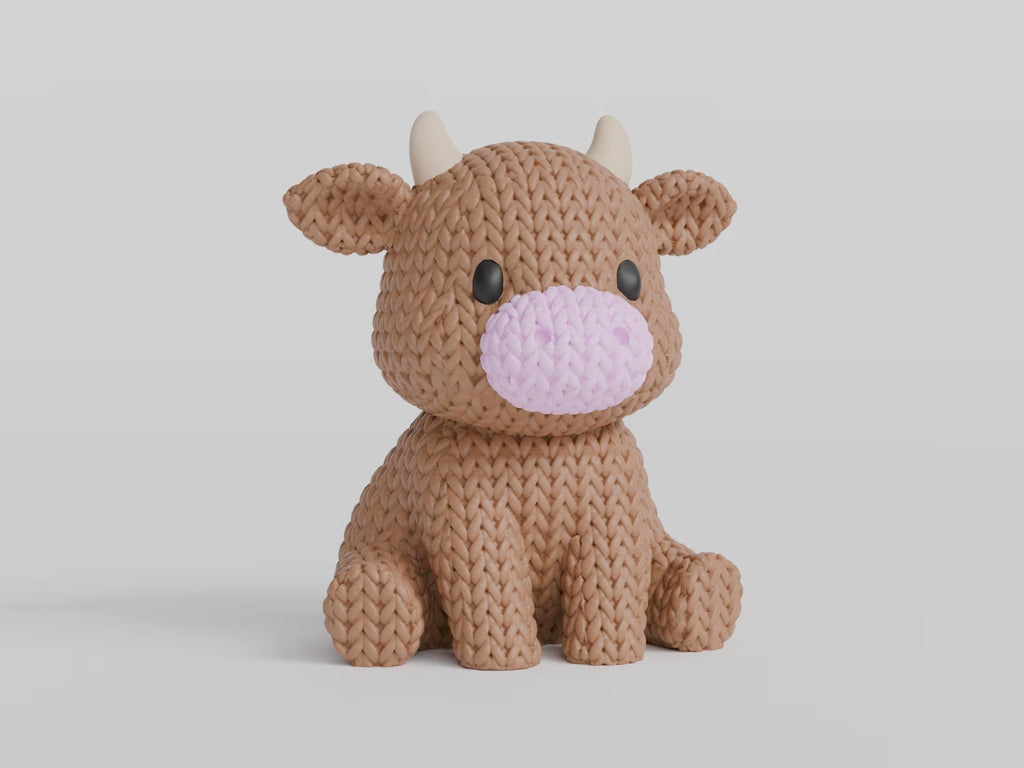 Figurine vache tricot 3D • Sculpture artisanale déco • Cadeau original • 3 tailles et 14 couleurs