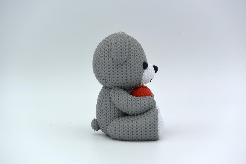 Figurine ourson tricot 3D avec cœur • Sculpture artisanale mignonne • Cadeau romantique • 2 tailles et 14 couleurs