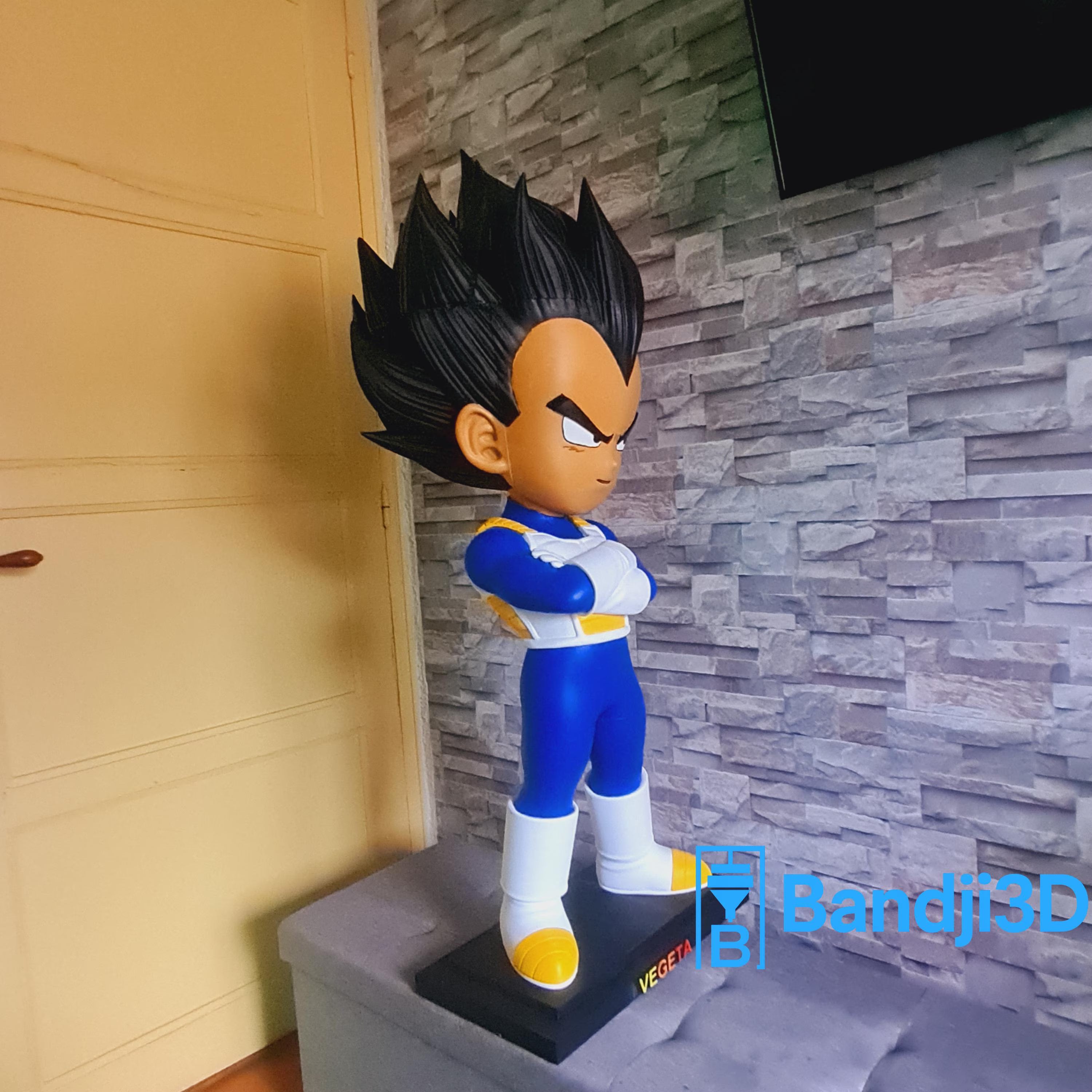 Statue inspirée de l’univers Vegeta 1m10 – Figurine géante style Dragon Ball – Décoration Anime – Impression 3D artisanale – Personnalisable