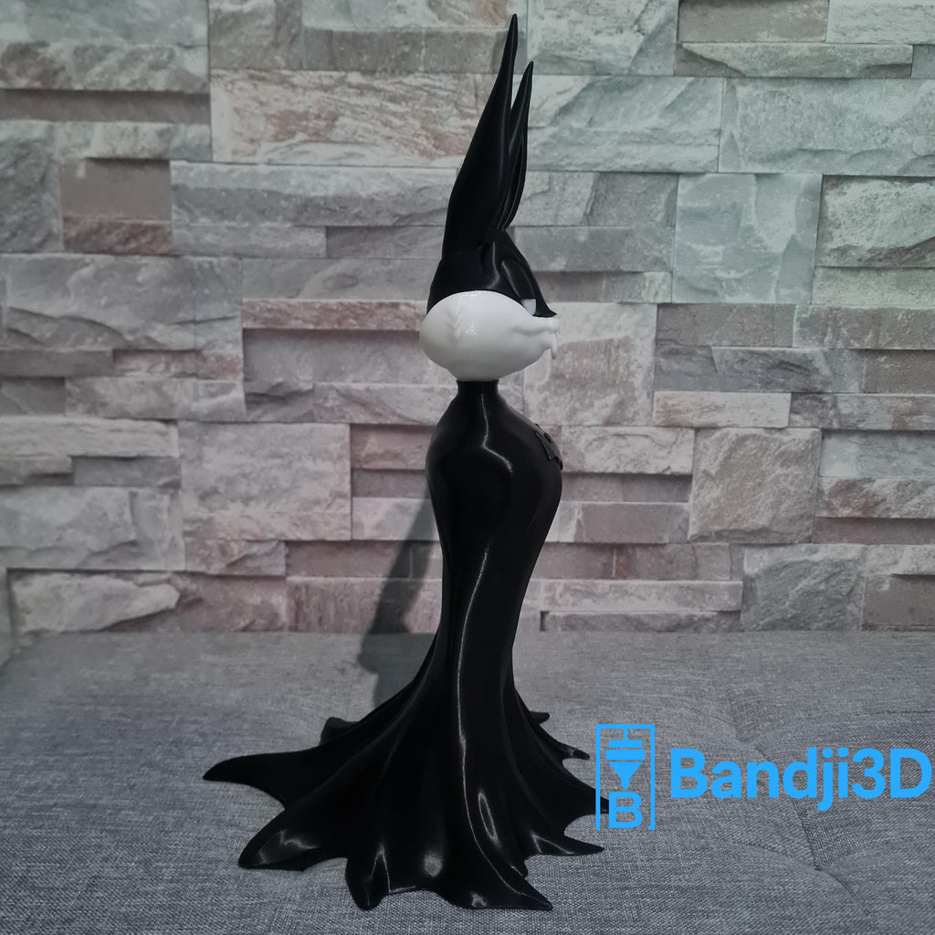 Figurine inspirée de l’univers Bugs Bunny Style Batman – 30 cm – Couleur Personnalisable – Décoration Geek Pop Culture Impression 3D