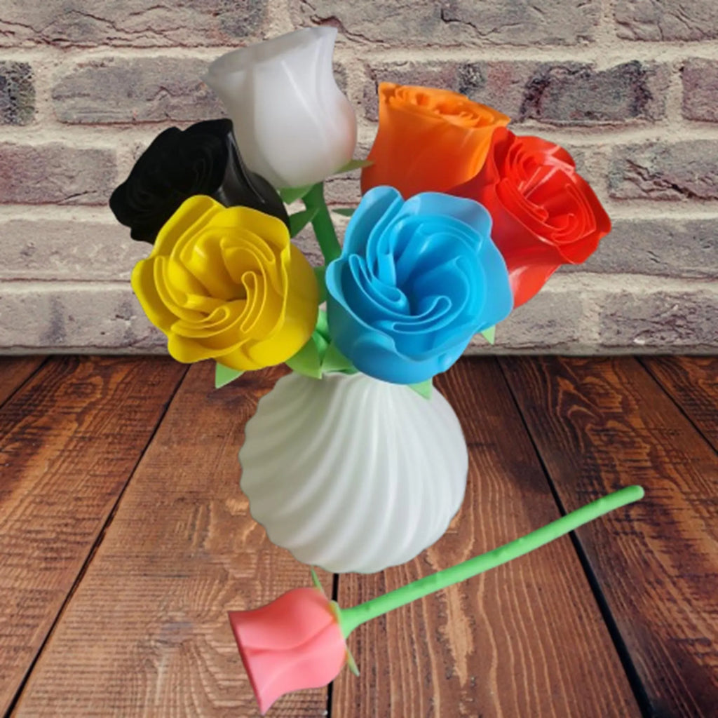 Rose en Impression 3D – À l’Unité ou en Bouquet avec Vase – Cadeau Original & Déco Durable