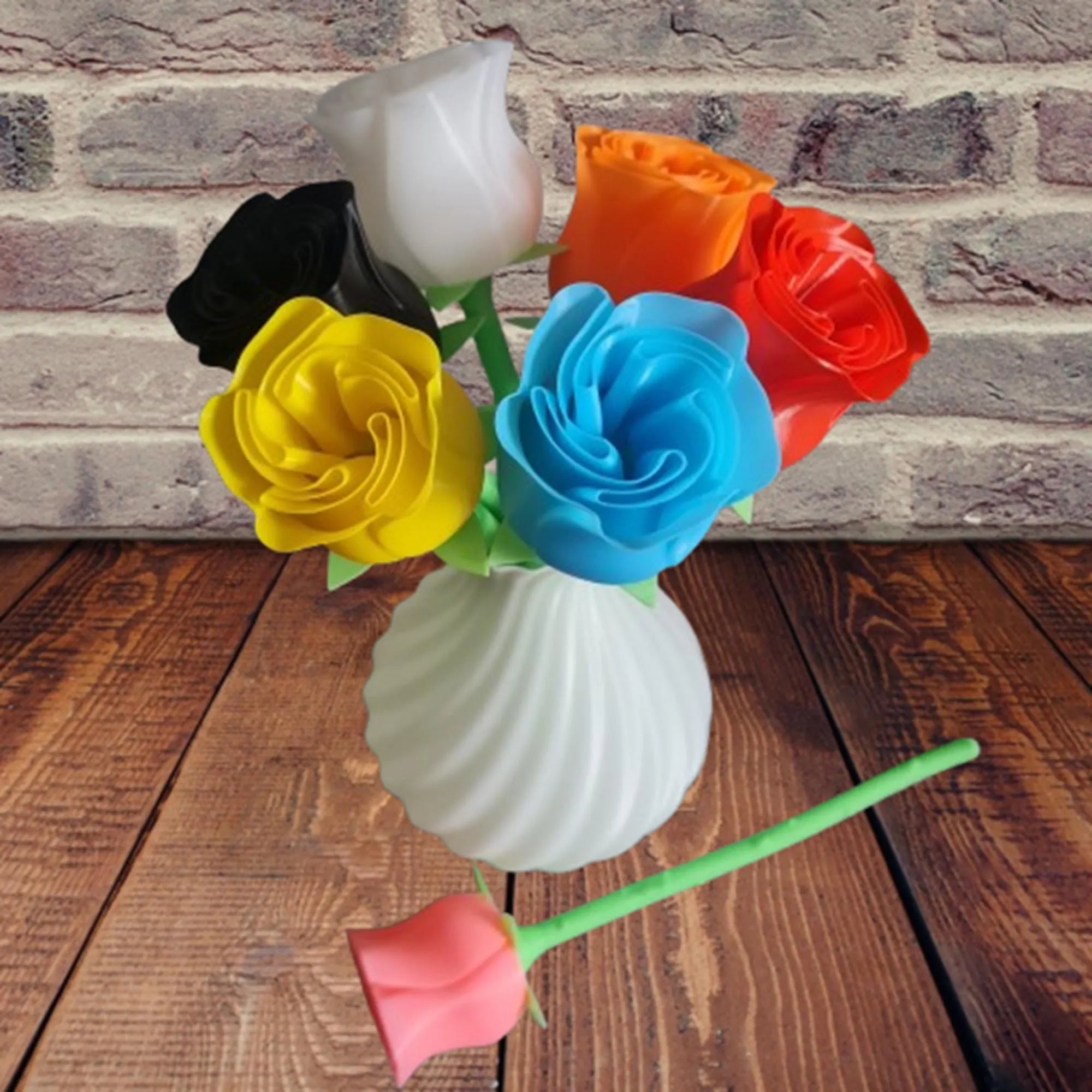 Rose en Impression 3D – À l’Unité ou en Bouquet avec Vase – Cadeau Original & Déco Durable