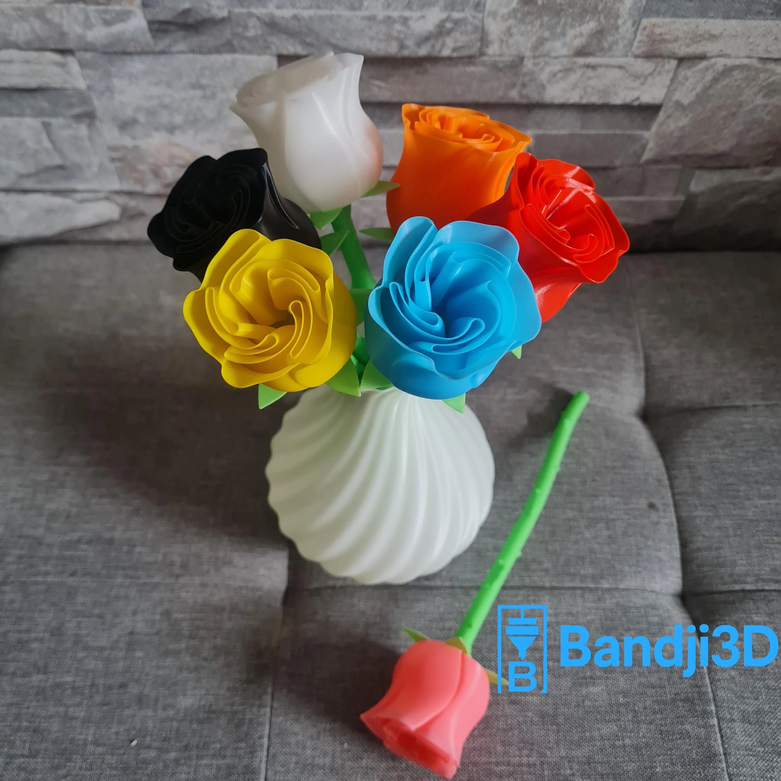 Rose en Impression 3D – À l’Unité ou en Bouquet avec Vase – Cadeau Original & Déco Durable