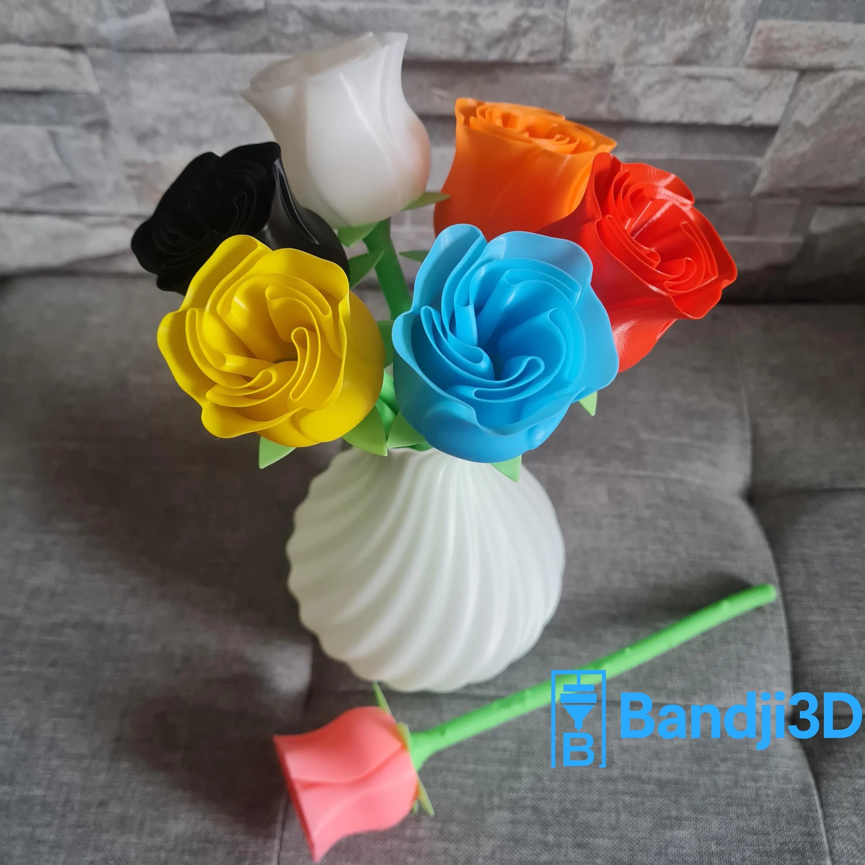 Rose en Impression 3D – À l’Unité ou en Bouquet avec Vase – Cadeau Original & Déco Durable
