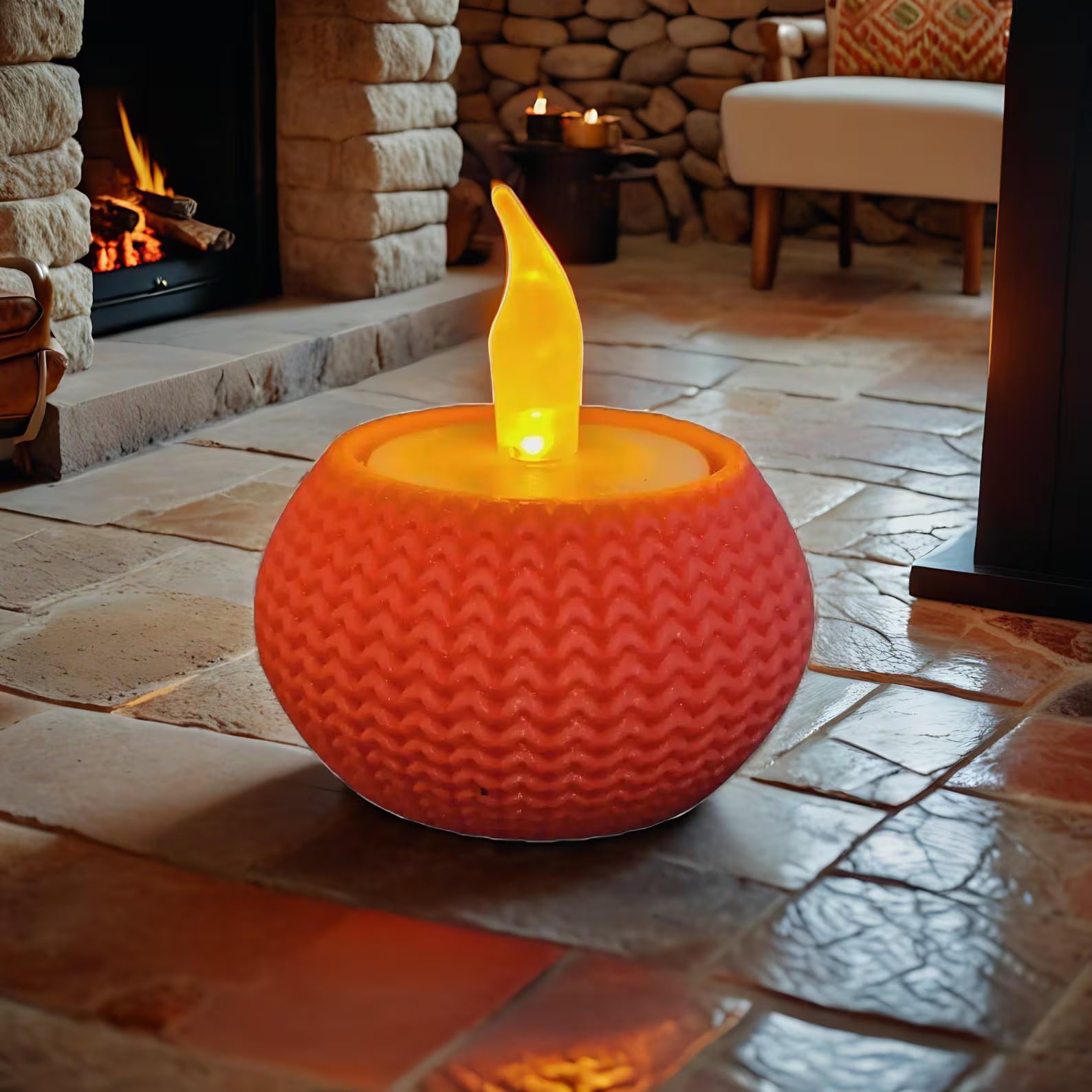 Porte-bougie tricot 3D – Bougeoir déco cosy en impression 3D effet laine – Cadeau maison original