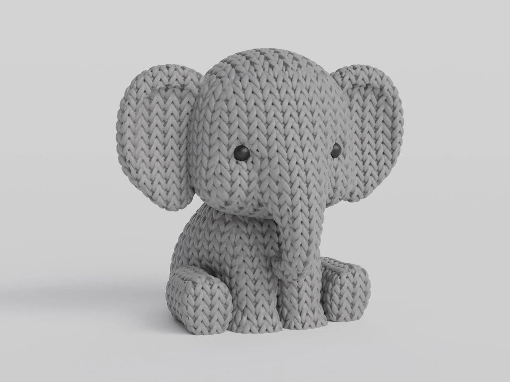 Figurine éléphant tricot 3D • Sculpture artisanale • Déco safari • 3 tailles et 14 couleurs