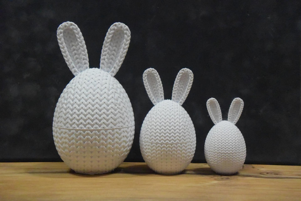 Conteneur œuf de Pâques tricot 3D • Boîte artisanale déco festive • 3 tailles et 14 couleurs