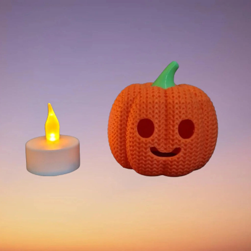 Décoration Halloween – Citrouille effet tricot – Impression 3D avec bougie LED