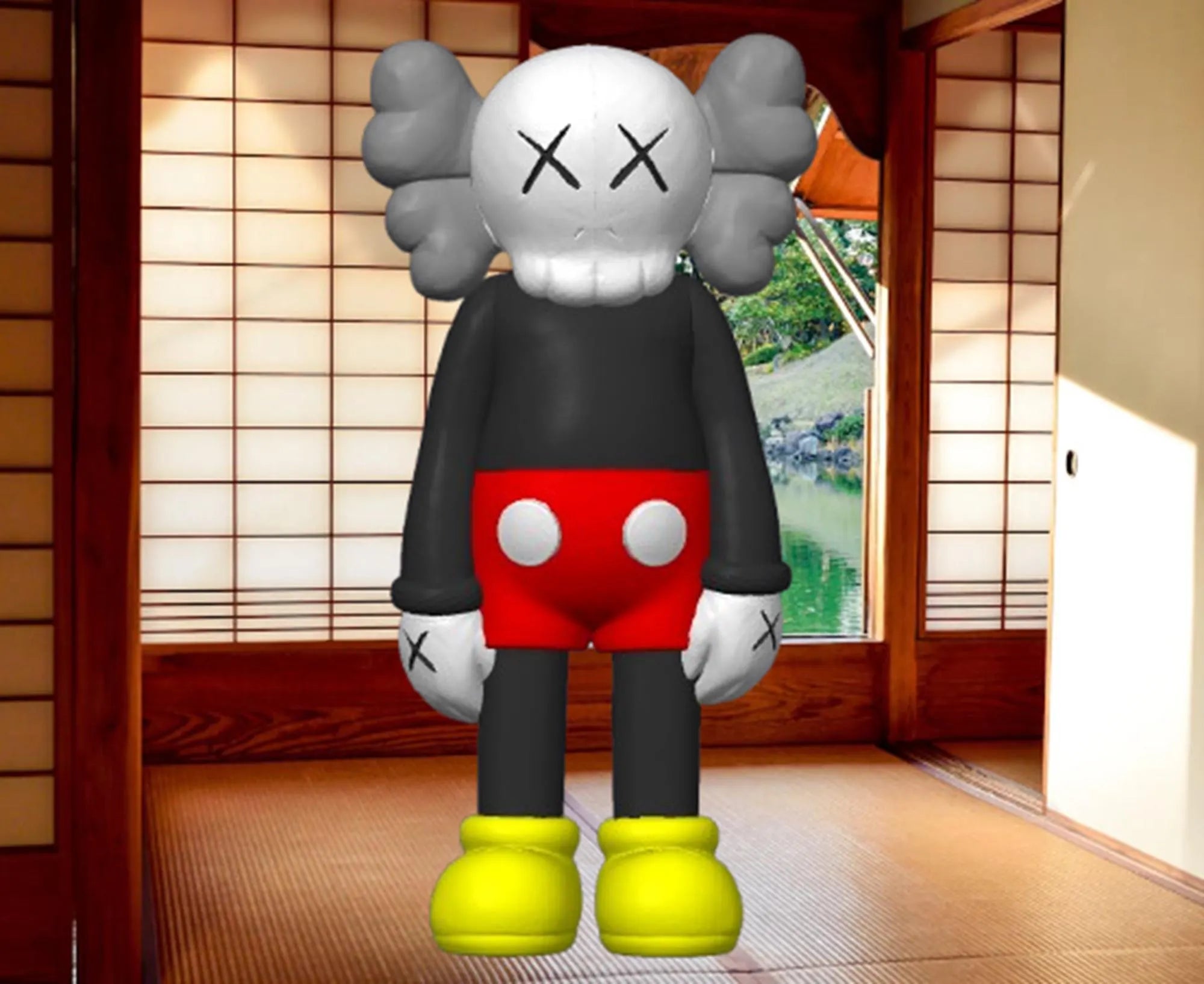 Sculpture inspirée de l’univers KAWS Grandeur Nature – Statue Pop Art 1m20 – Décoration Design Contemporaine