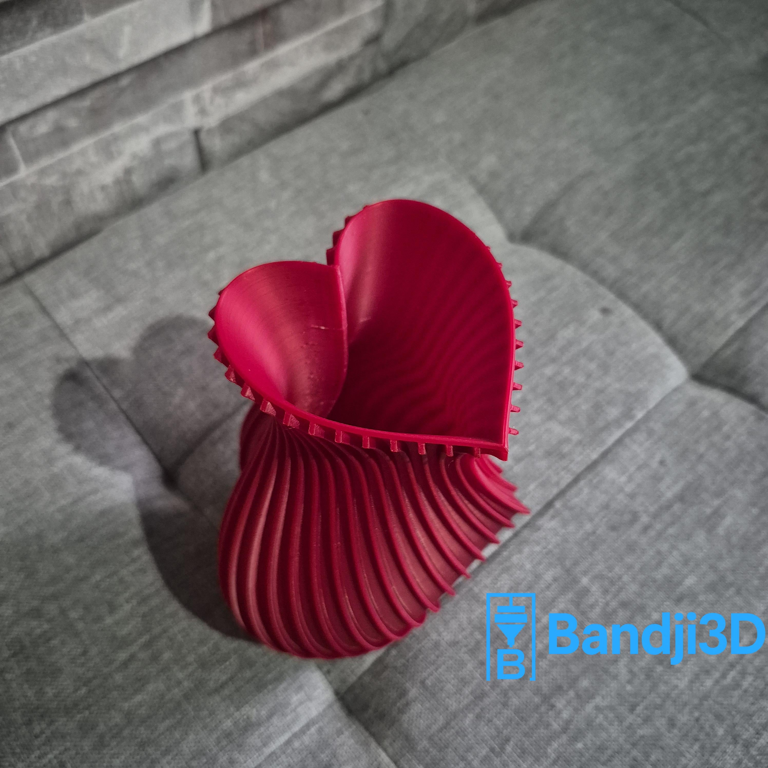 Vase design en forme de cœur – Impression 3D – Cadeau Saint-Valentin – 3 tailles (14 cm / 18 cm / 24 cm) – Déco moderne et romantique